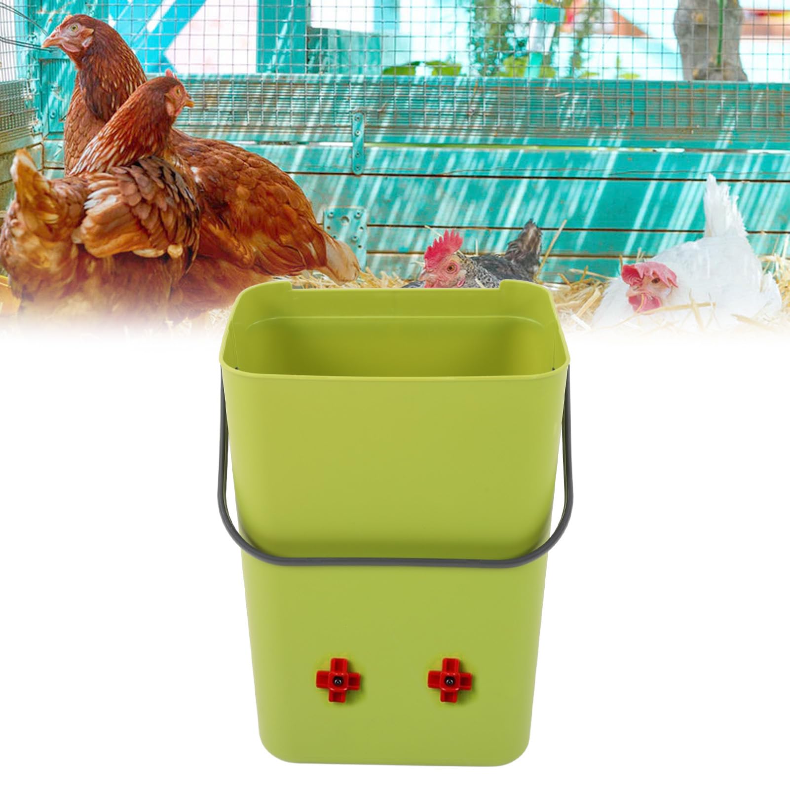 Bebedero Automático para Aves de Corral, 4 Boquillas para Beber, Bebedero para Pollos, 12L, Alimentador de Agua para Pollos, Pato, Ganso, Paloma