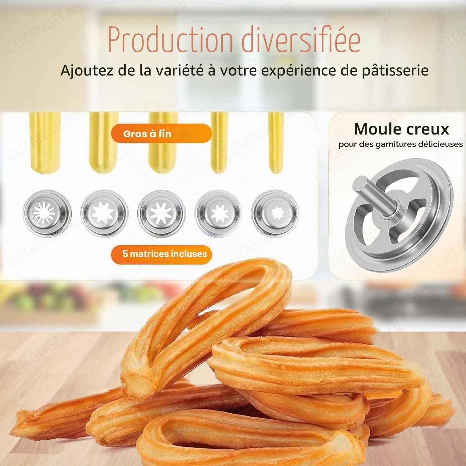 Presse À Pâte Manuelle, Machine À Churros Professionnelle. Caractéristiques Avec 5 Buses Interchangeables Et Capacité 2L. Pour Environnements De Restaurant Et Boulangerie.(3L)