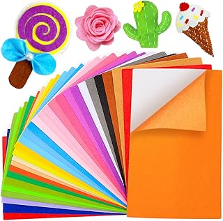 Bundooraking-30pcs Stiff Felt Sheets,Felt Fabric Sheets for Crafts,Self-Adhesive Felt Sheets.7"x11"(18 * 28.5cm/Multi-Colored),1mm Thick Nonwoven,Patchwork Sewing DIY Craft,Craft Felt Sheets.