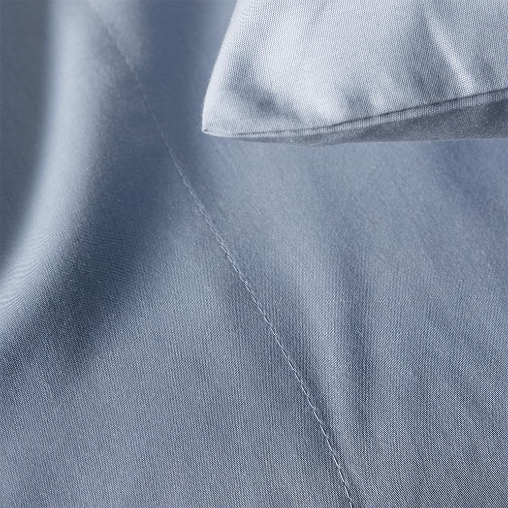 COTTON ARTean Juego de sábanas Cama 160x190 / 200 Percal Algodón 200 Hilos Noa Azul 4 Piezas