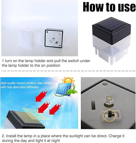 Miniatura 6 de Tapa solar LED para poste de valla de 2 x 2 pulgadas, 6 V, 2 W, lámpara solar LED con interruptor de lámpara para hierro forjado de aluminio o