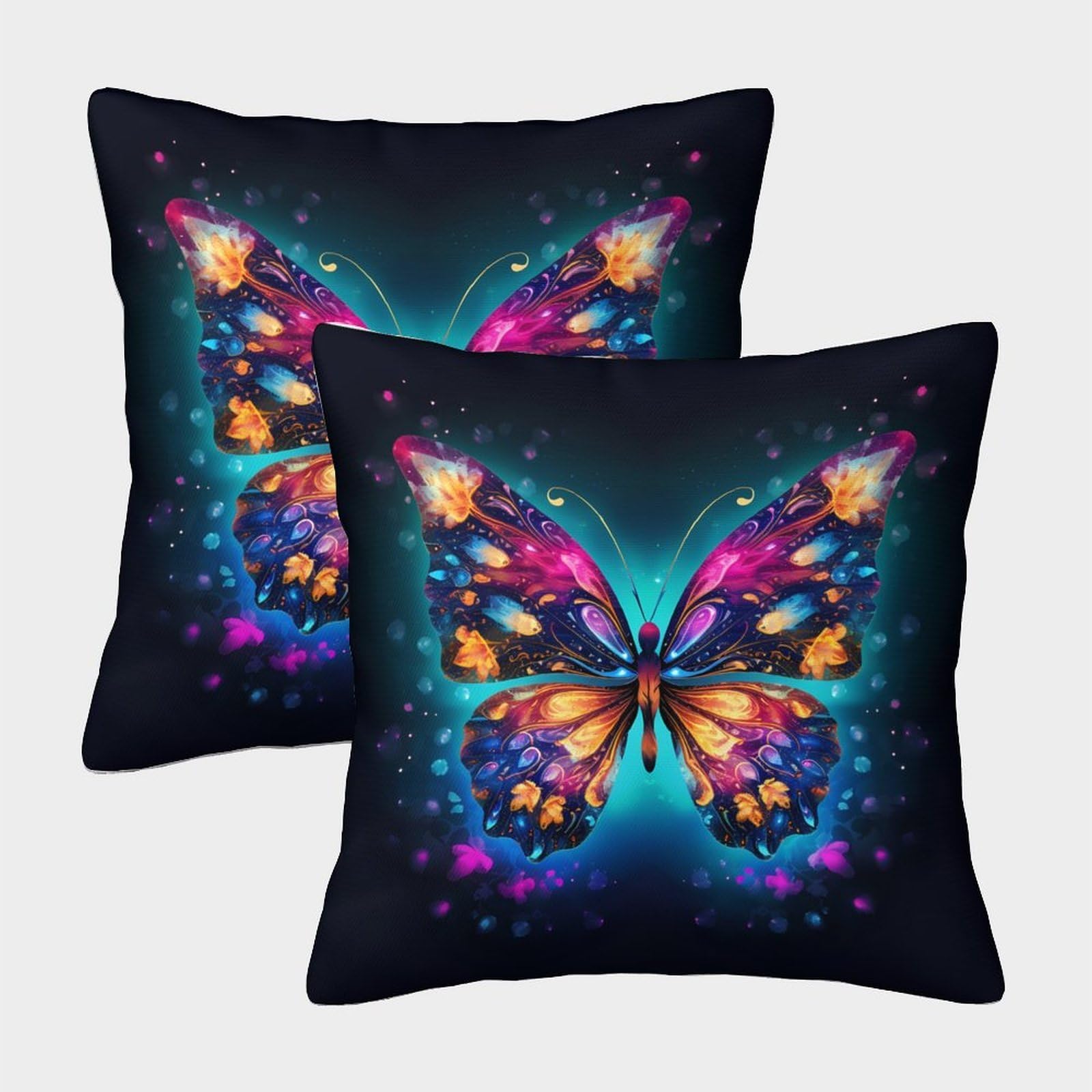 QFVANSIYO Dreamy 3D Printed Butterfly Pillowcase Microfiber Bedroom Decor Butterfly Pillow Cover for All Ages Adults 50x50cm