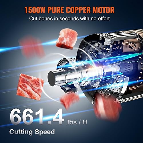 Miniatura 3 de VEVOR Workbeach - Sierra de cinta eléctrica comercial para carne, 1500 W, sierra vertical de hueso de acero inoxidable, 19.3 x 15 pulgadas, grosor