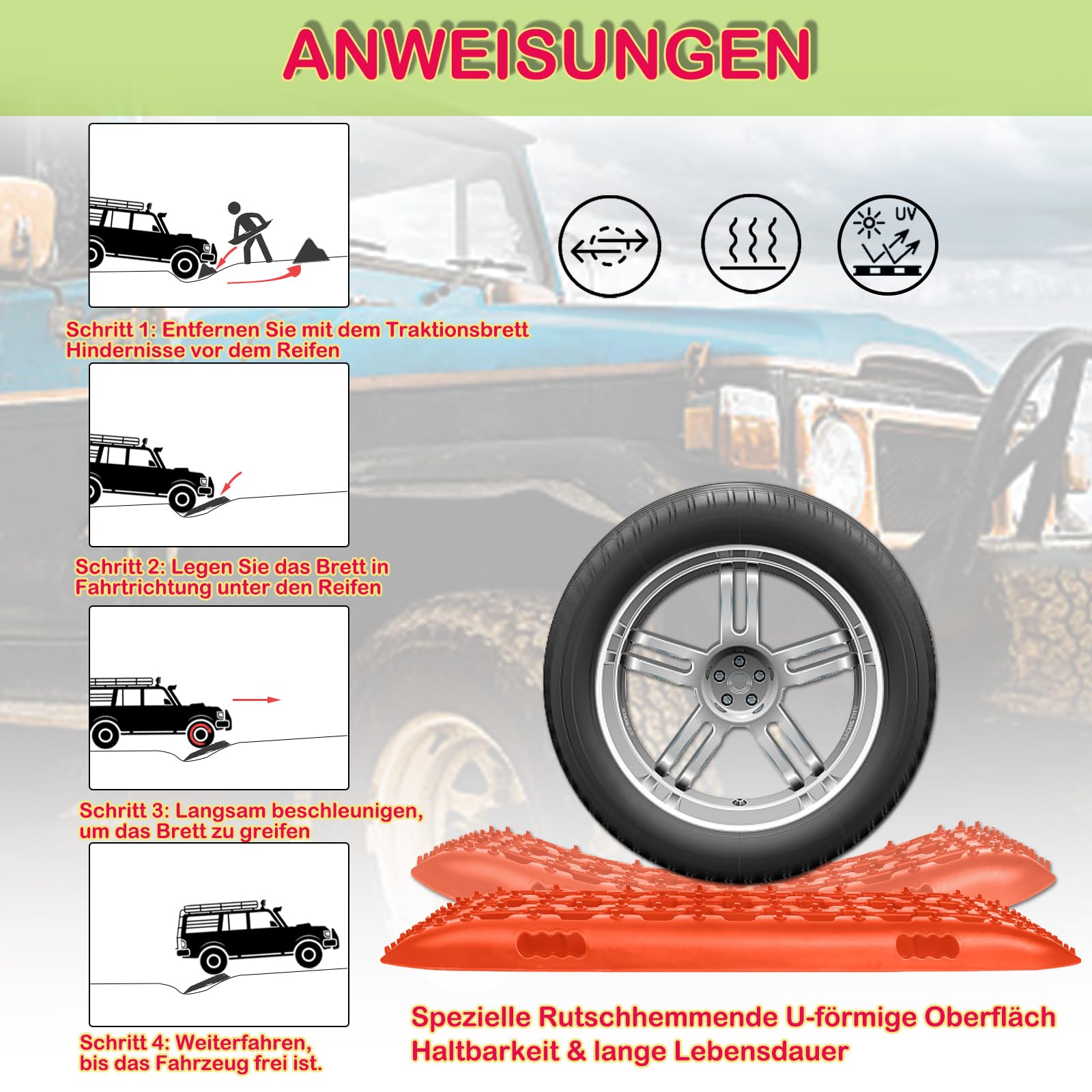 2 Stück Sandbleche Offroad – Rangierhilfe Bis 10T, Nylon-Traktionmatten Für Schnee, Schlamm & Sand, Inkl. Tasche 2 Stück Sandbleche Offroad – Rangierhilfe Bis 10T, Nylon-Traktionmatten Für Schnee, Schlamm & Sand, Inkl. Tasche