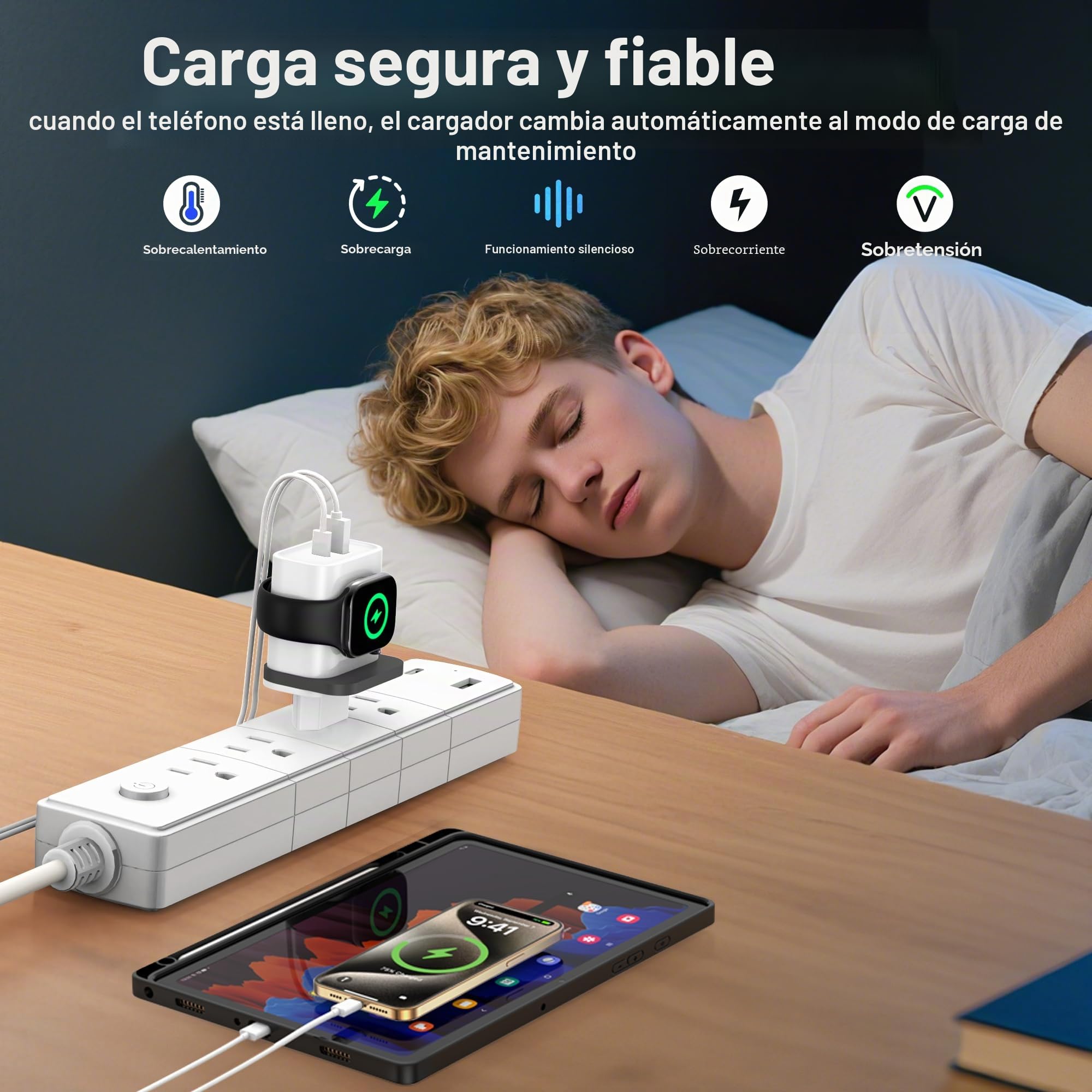 Cargador 3 en 1 para Apple Watch,PD25W Cargador de Pared de Doble Puerto para iPhone, Carga rápida USB-C, Cargador Esencial para Viajes para iWatch Ultra/SE/11/10/9/8, Serie iPhone, Android (Blanco)