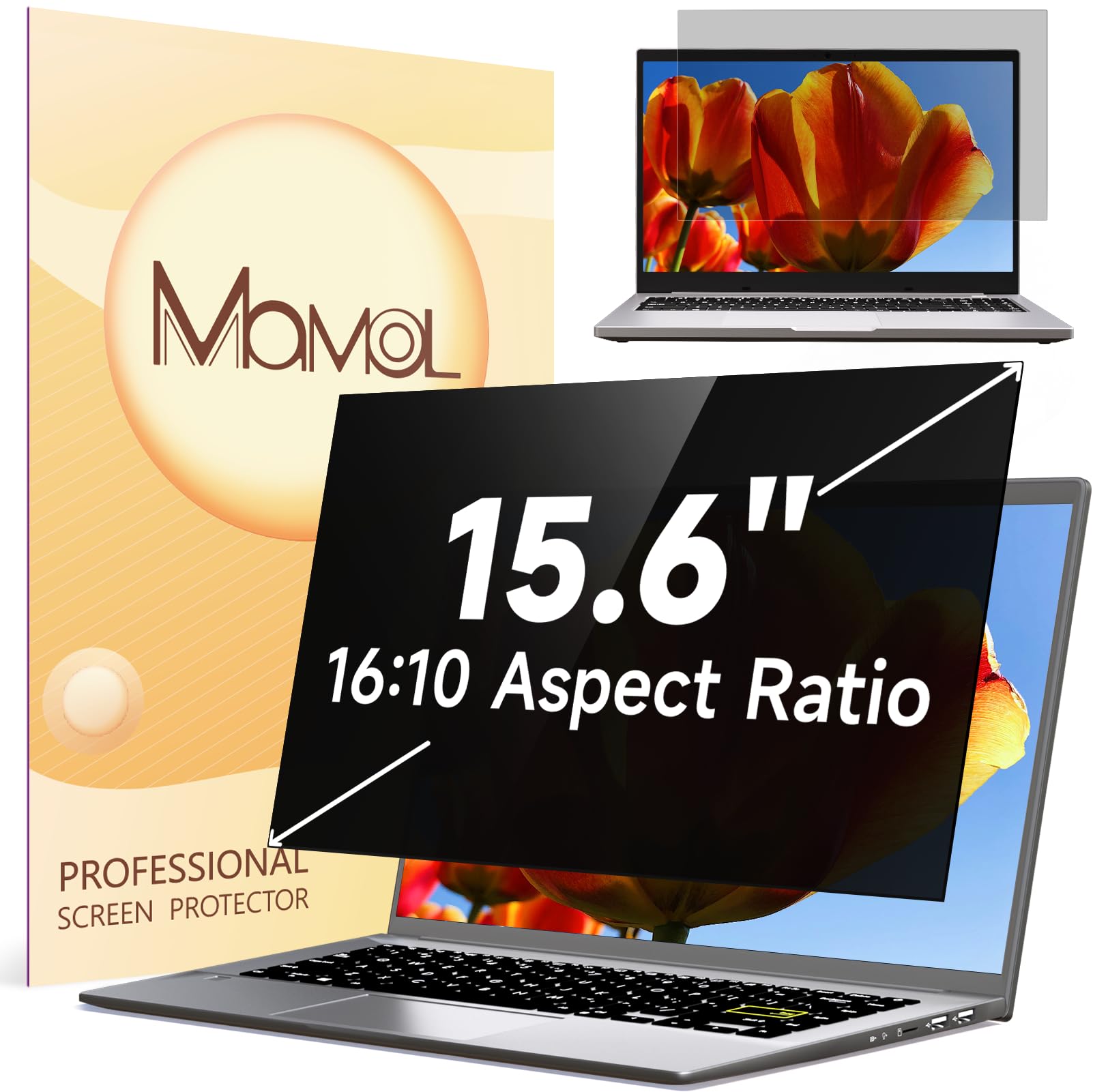 Laptop Privacy Screen 15.6 Inch Compatible with HP/ Dell/ Acer/ Samsung/Asus/ Lenovo/Toshiba, Removable 16:10 Aspect Privacy Filter Screen Protector