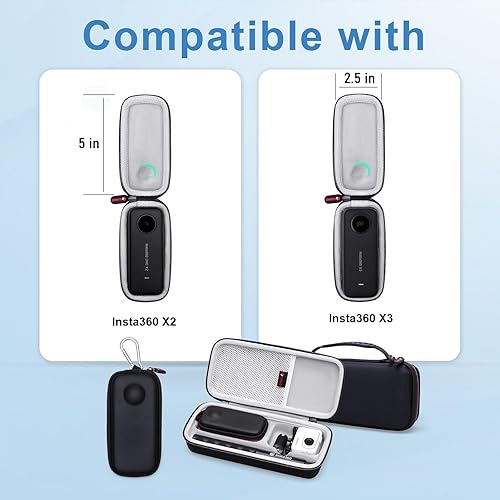 Miniatura 2 de XANAD Funda rígida para Insta360 X3 X2  Insta 360 Go Ultra  Insta360 GO 3S  Insta360 Ace Pro 2 Kit de cámara de acción de 360 grados, palo selfie de