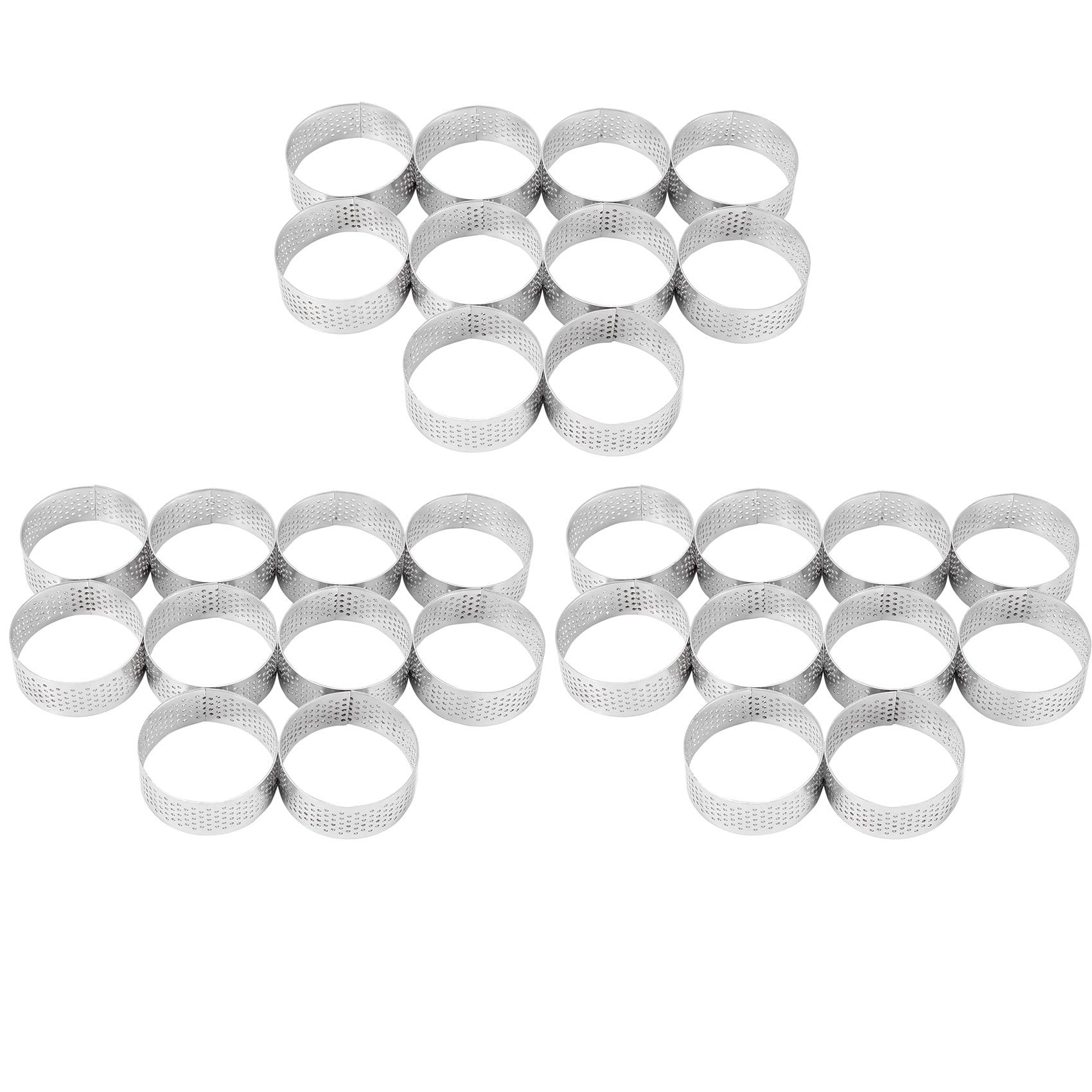 Hndhbfgrt 30 Pack 5cm Stainless Steel Tart Ring, Heat- Perforated Cake Mousse Ring, Round Ring Baking Tools