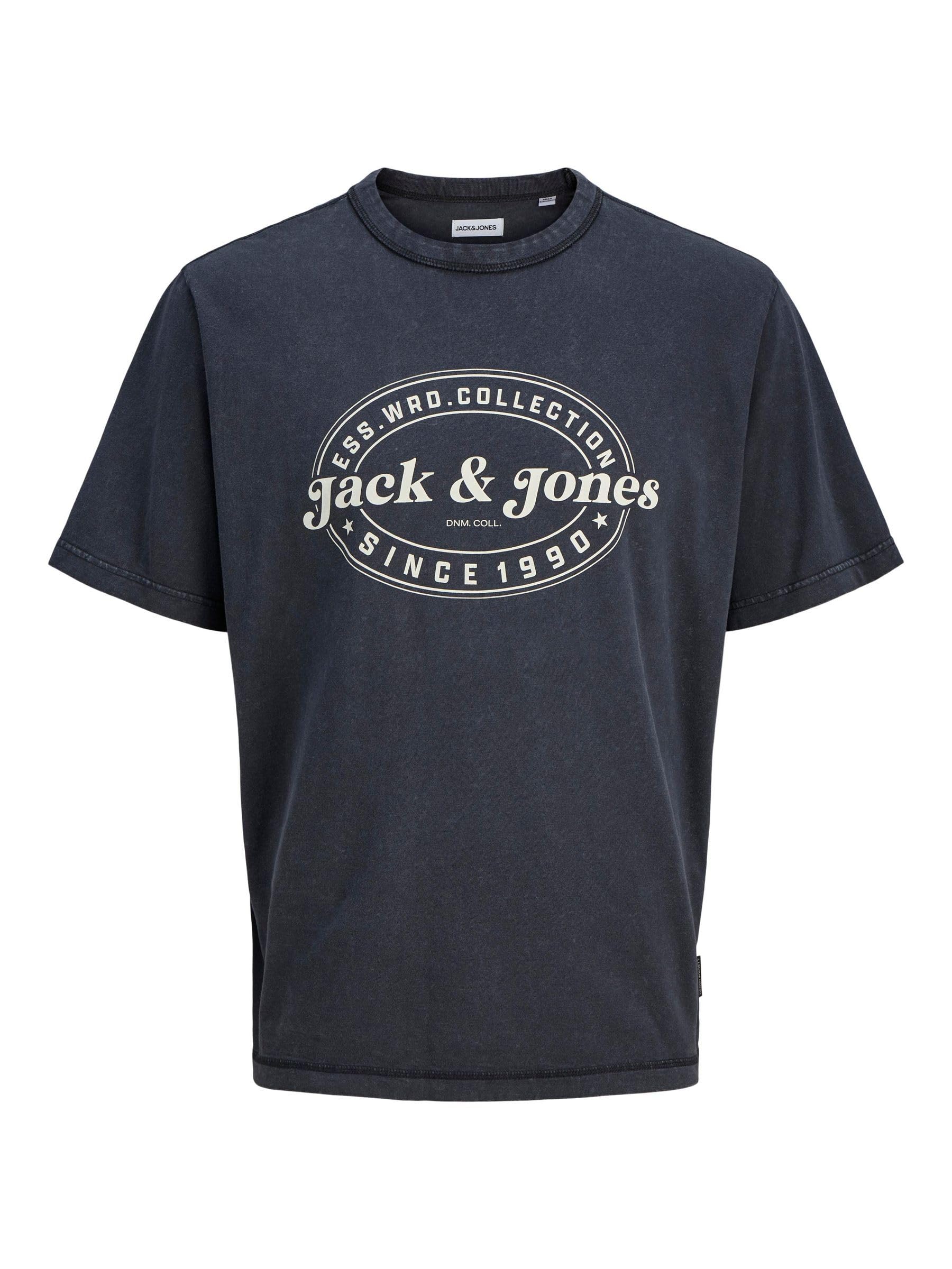 JACK & JONES Jjedover Print Tee SS Crew Neck, Black, XXL