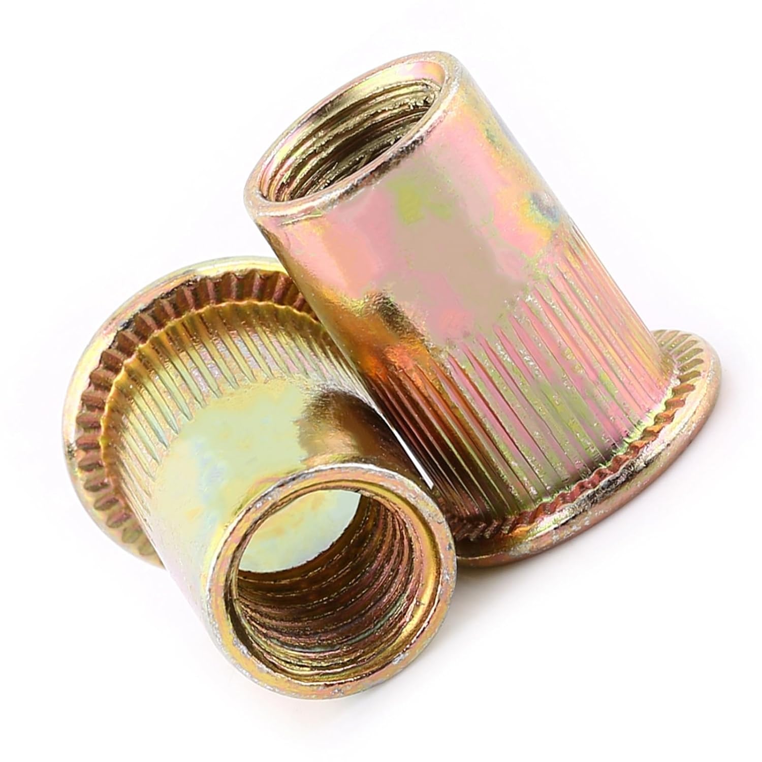 M3 M12 Carbon Steel Flat Threaded Rivet Nut Flange Rivnut Nutsert Fastener for Various Purposes (M6 (100 pcs/Pack))