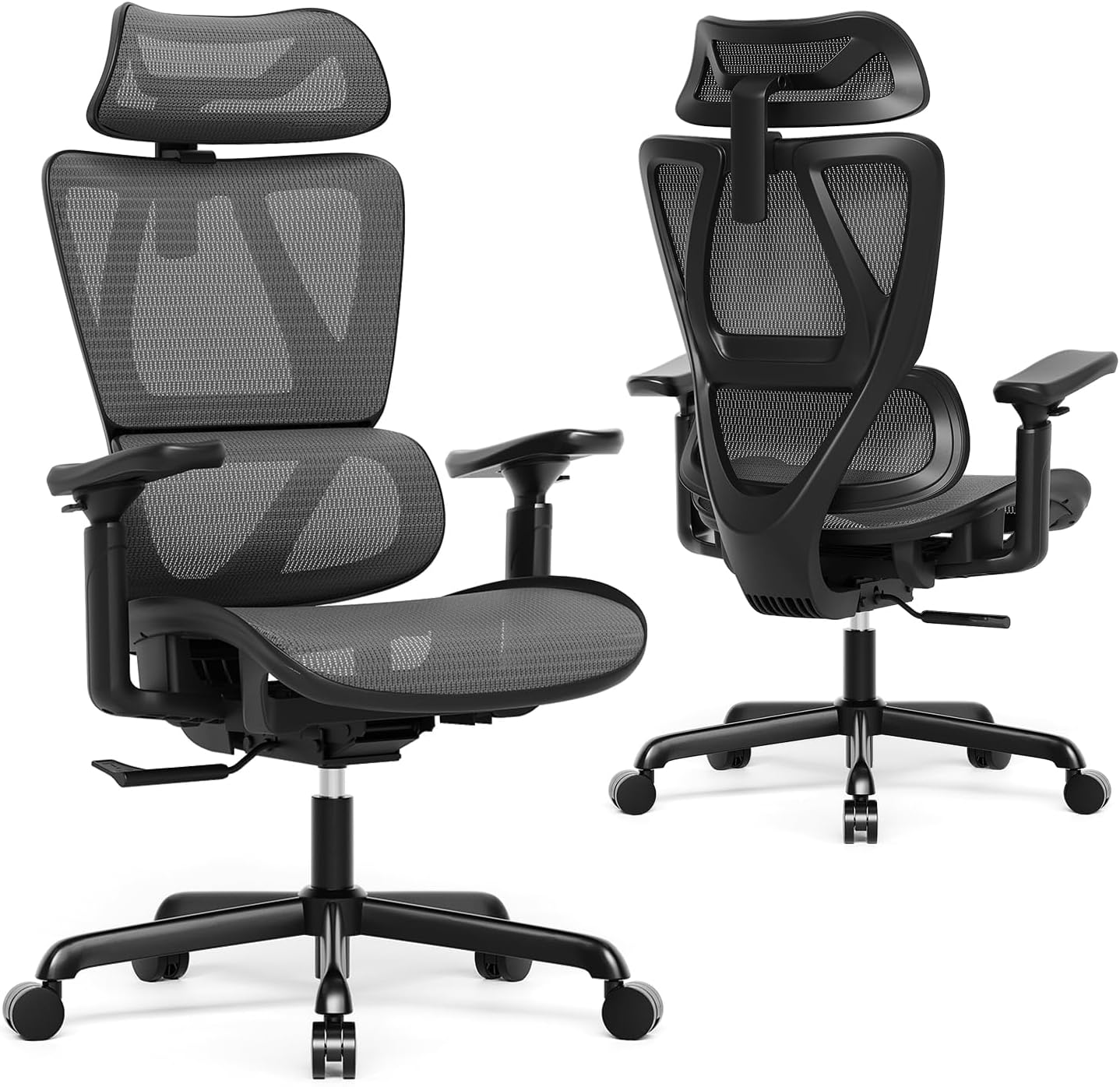 T11 Ergonomic Office Chair,High Back Desk Chairs with Separate Lumbar Support,Magic Armrests,Adjustable Wide Headrest,Comfy Executive Computer Chair,Big and Tall Mesh Chair for Home Office