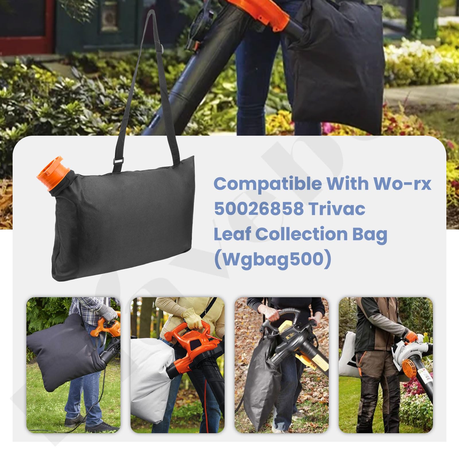 50026858 (WGBAG500) Trivac Leaf Collection Bolsa, por - Braveboy, compatible con Worx soplador / aspirador, modelo de repuesto WG500, WG505, WG509