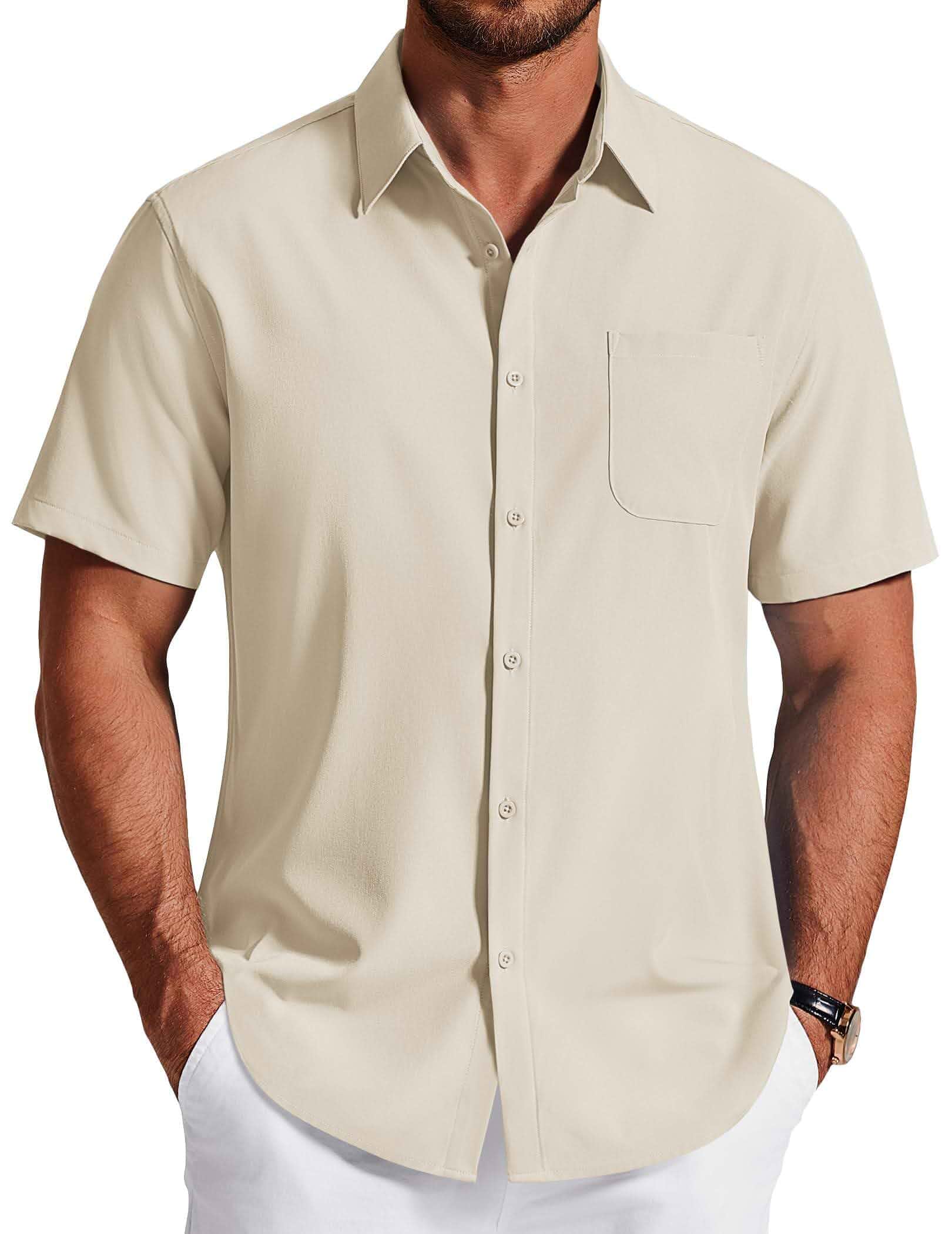 COOFANDY Men's Short Sleeve Dress Shirts Wrinkle Free Casual Button Down Shirts with Pocket