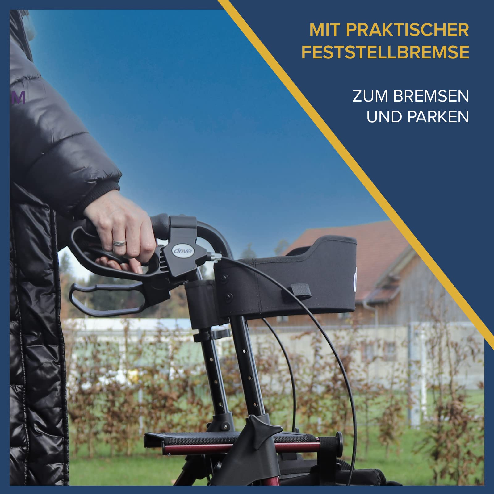 Drive Medical Rollator TORRO in Rot für Indoor und Outdoor Nutzung I Stabile Gehhilfe mit Sitz und Rückenlehne I mit Ablagekorb und Gehstockhalter I 6,9kg Aluminiumgestell, belastbar bis 150kg