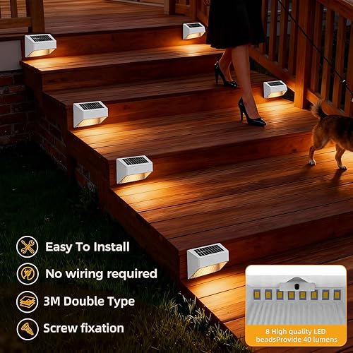 Miniatura 5 de Outdoor Solar Lights, Warm White Decorative Solar Fence Lights, for Gardens, Swimming Pools, Decks, Fences, Patios, Front Doors, Stairs, Landscapes,