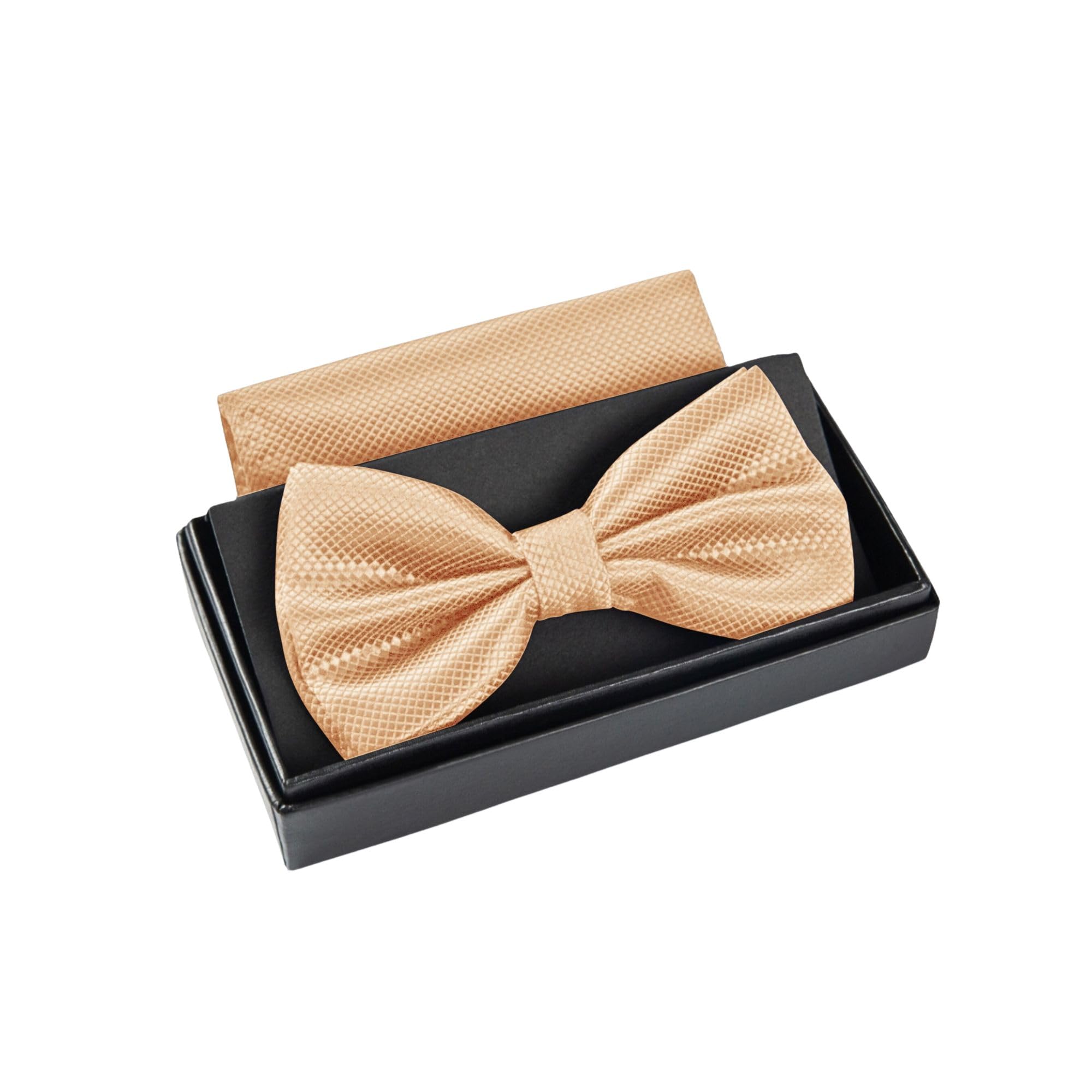 Massi Morino Fliege mit Einstecktuch für Herren Set - Anzug Herrenfliege zur Hochzeit - Verstellbare Schleife