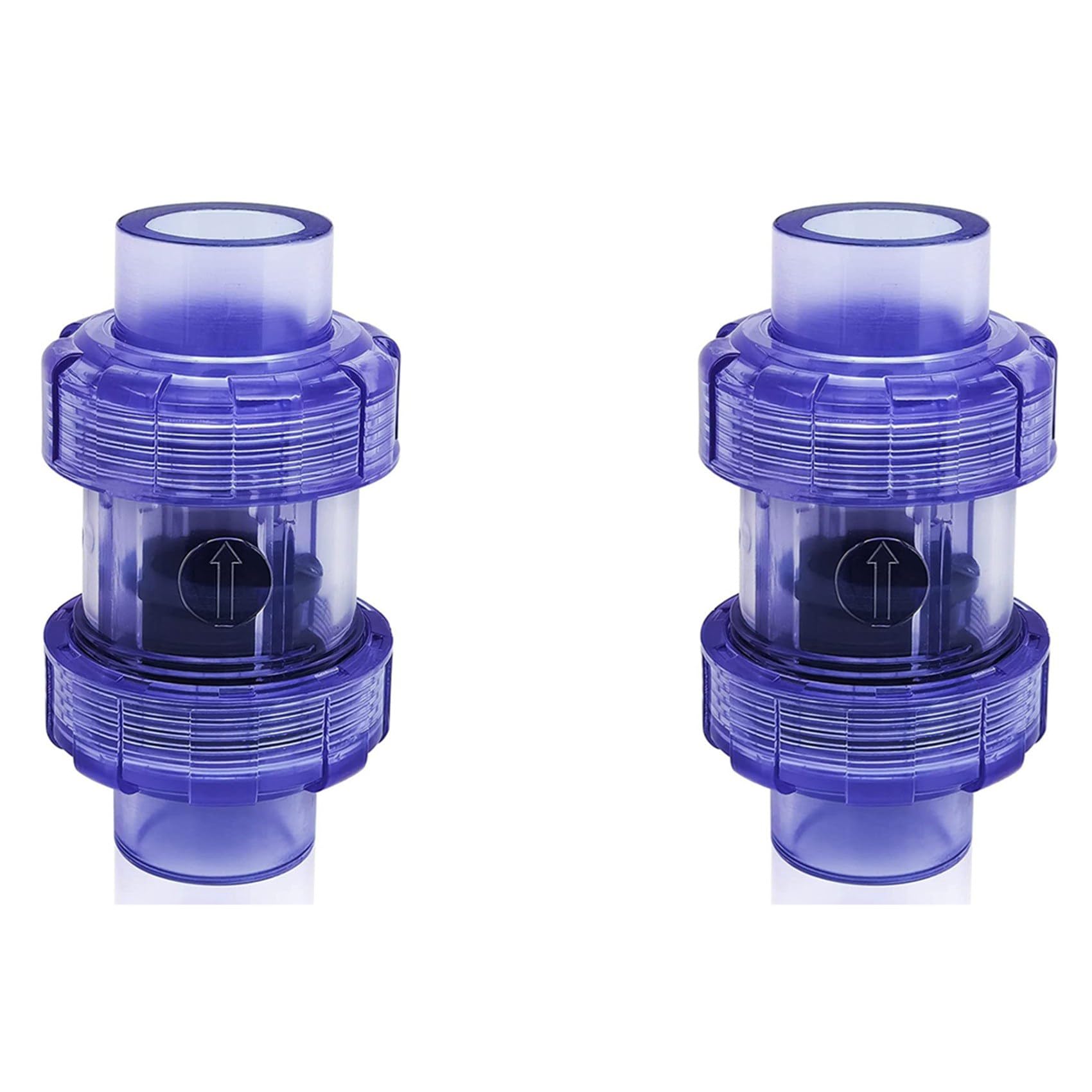 Ctrlzs Blue 2X Check Valve 3/4 Inch True Union Check Valve Transparent Upvc Check Valve Pipeline Check Valve One-Way Valve