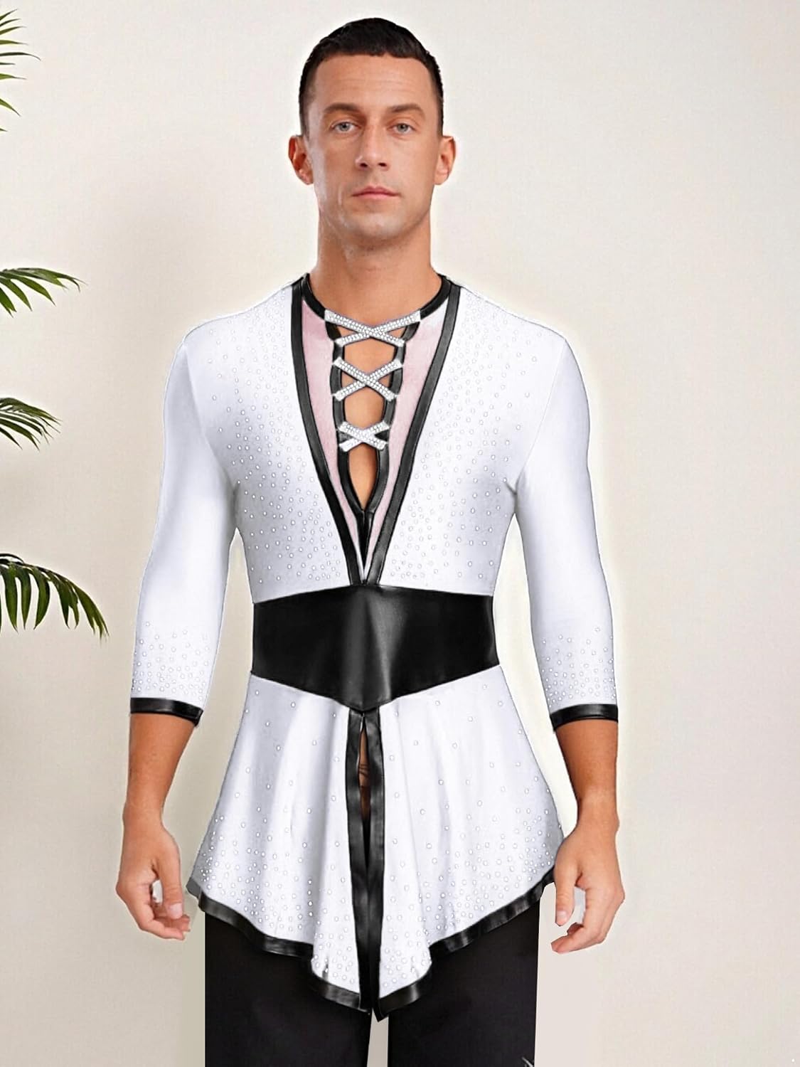 Men's Latin Dance Swallowtail Shirt Long Sleeve Ballroom Dancing Top Salsa Modern Waltz Tango Dancewear
