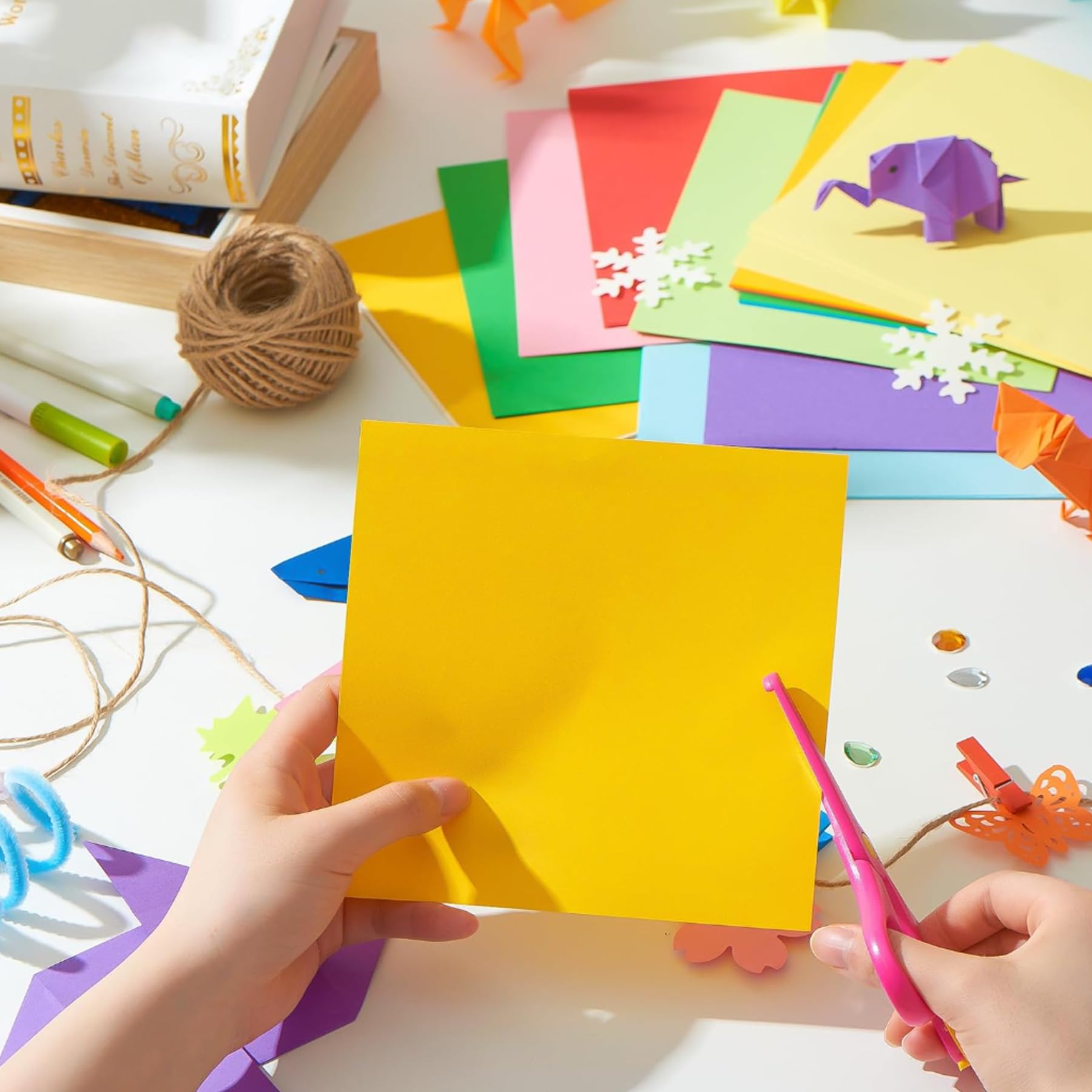 Carta Per Origami 210 Fogli Quadrati 15x15 Cm - Colorata Fronte/Retro, Per Bambini E Fai Da Te, Ideale Per Scuola E Creatività