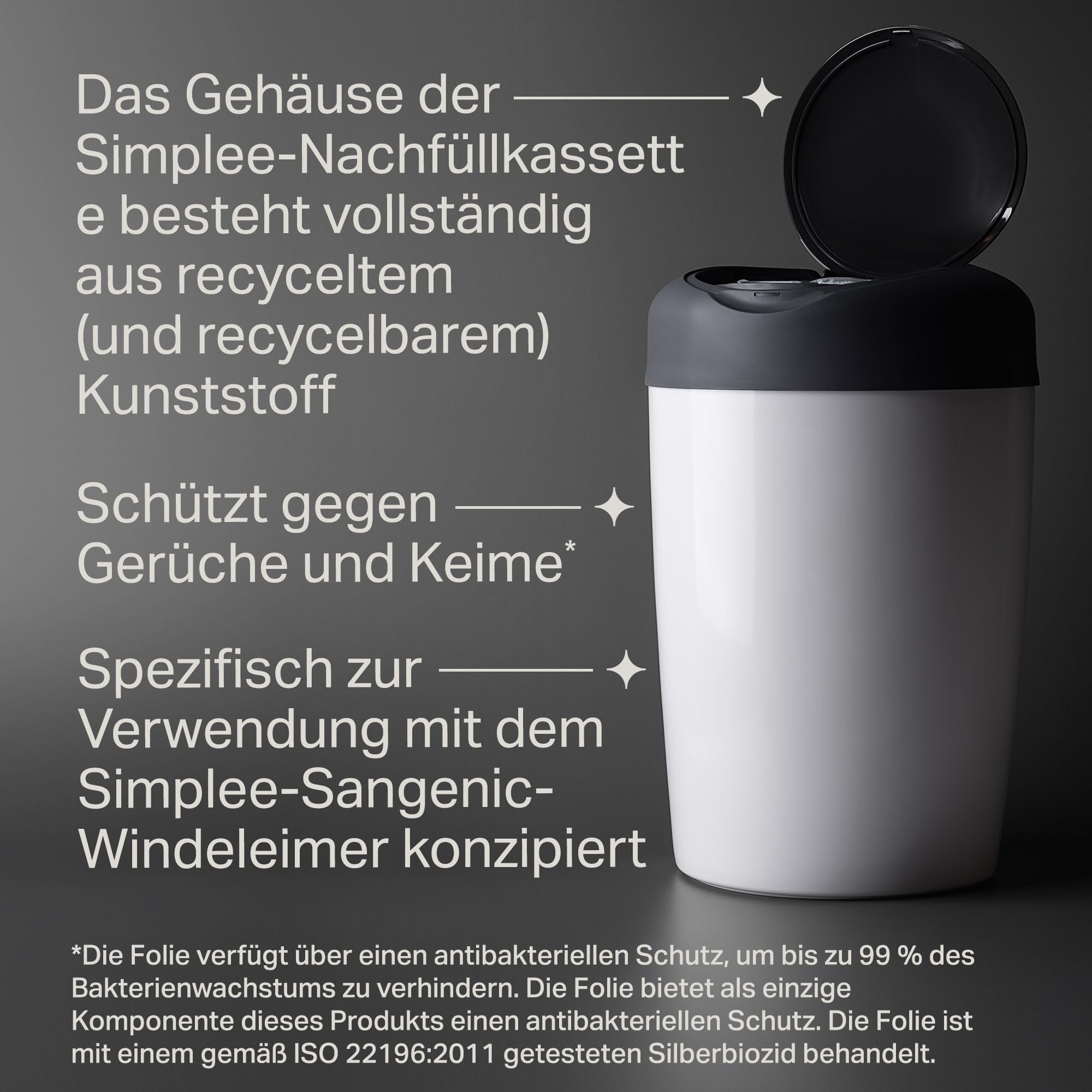 Tommee Tippee Nachfüllkassetten für Simplee Windelentsorgungssystem, 6-er Set, sich nur zur Verwendung in Simplee-Sangenic-Windeleimern
