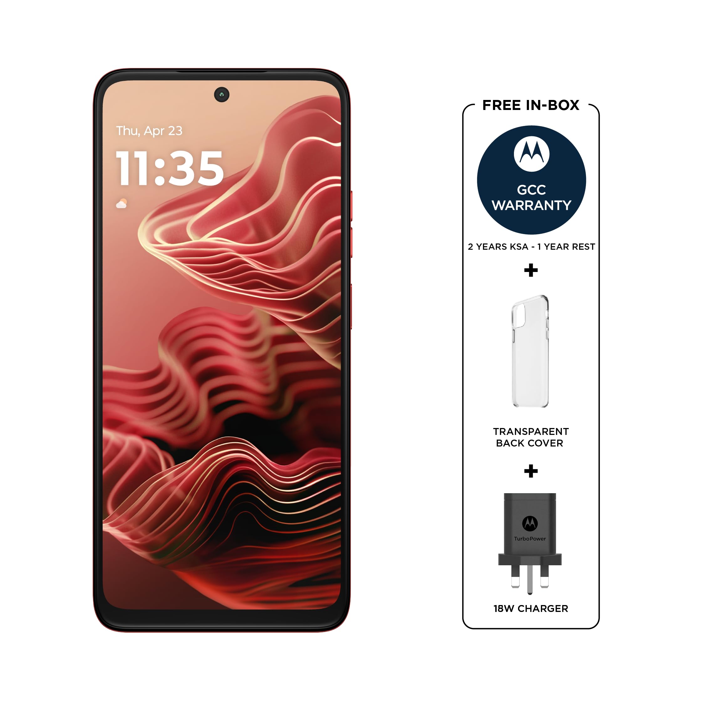 MOTOROLA G35 5G, 8RAM,pSIM + eSIM,Gorilla Glass 3,128 GB ROM, UNISOC T760, 6.7" FHD+ Display 120Hz, Android 14, Guava Red