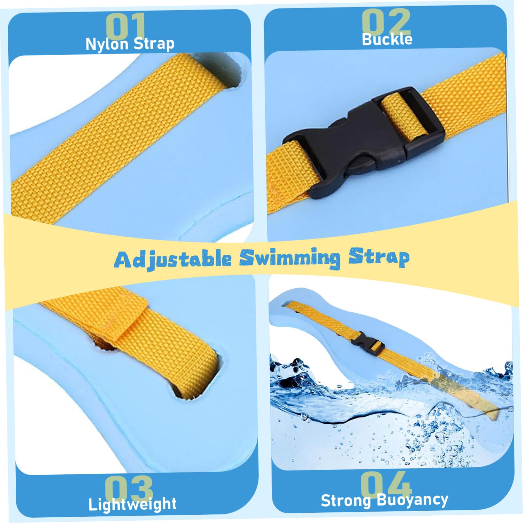 Ceinture de Natation Ceinture de flottaison d'apprentissage d'entraînement réglable en EVA avec Boucle Aide à la flottaison en Mousse réutilisable résistante au Froid pour Piscine, flotteurs pisci