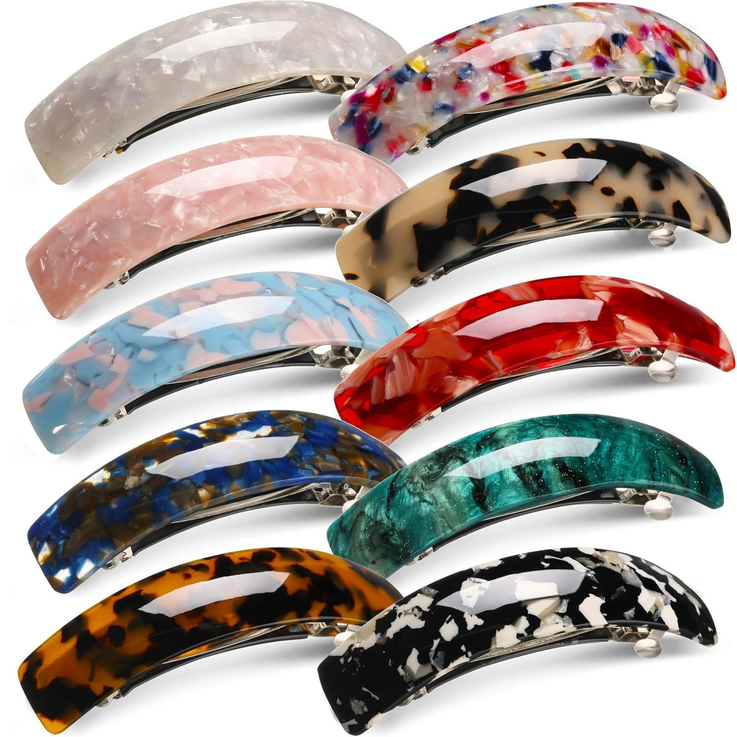 dazzler 4 Pieces Hair Barrettes For Women Hair Clips Womens Hair Accessories Large French Hair Pin Retro Hair Clasp, 6 Colors (Classic Pattern),Multi-image-0