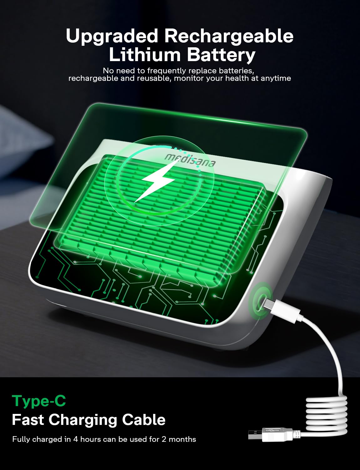 Cordless Arm Blood Pressure Monitor, Bluetooth Smart Blood Pressure Monitors for Home Use with App Tracking, Blood Pressure Machine with LED Color Dual-Display, Extra-Large Adult Cuff