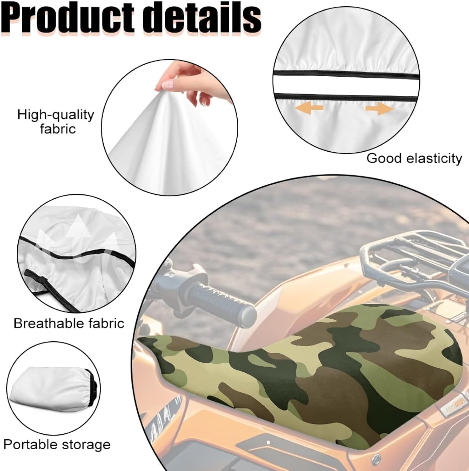 Howilath Green Camouflage ATV Seat Cover Non-Slip Four-Wheeler Seat Cover Waterproof ATV Accessories Compatible with Polaris Sportsman Polaris Scrambler Honda Rancher