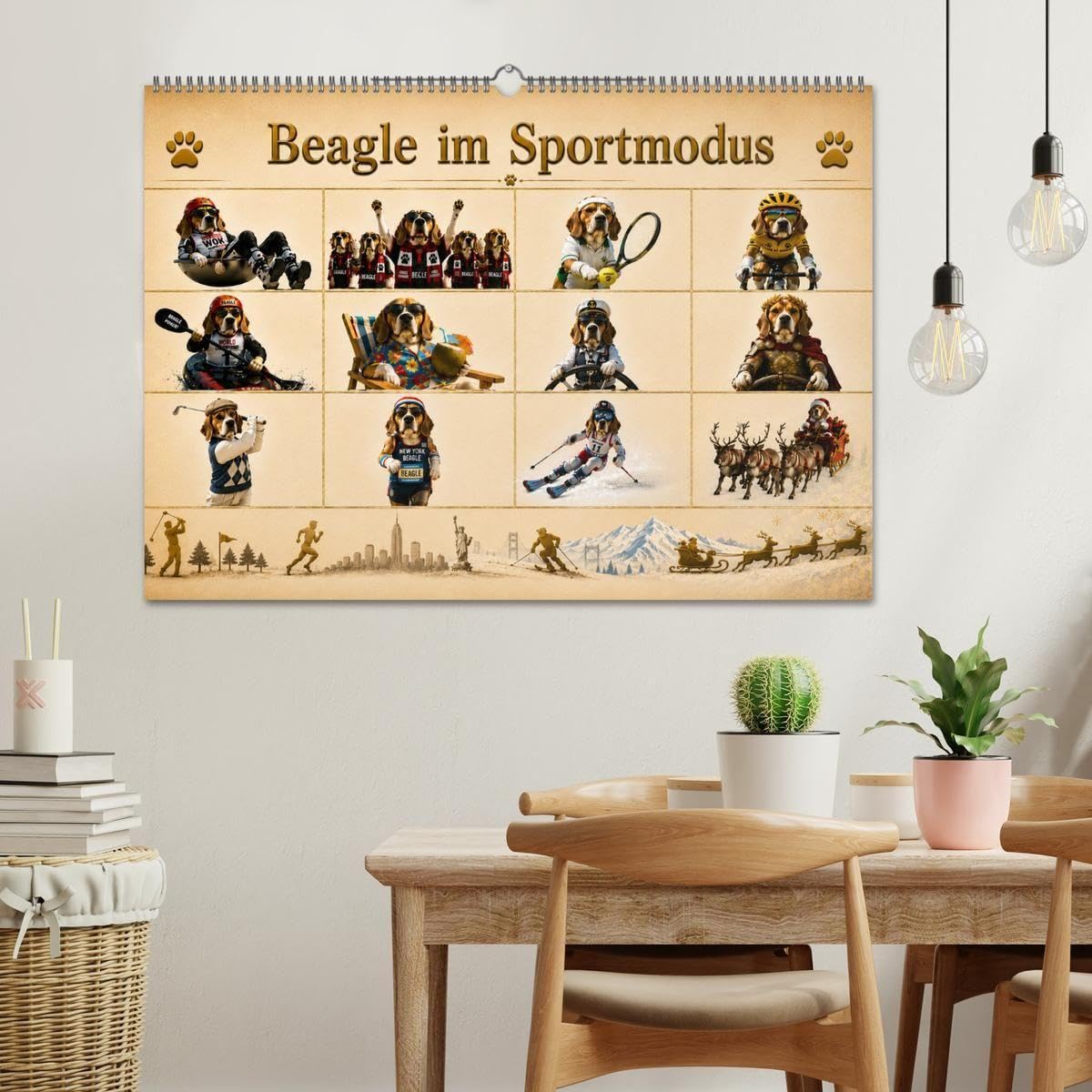 Beagle im Sportmodus (Wandkalender 2027 DIN A2 quer), CALVENDO Monatskalender: Beagle-Power: Sportlich durchs Jahr