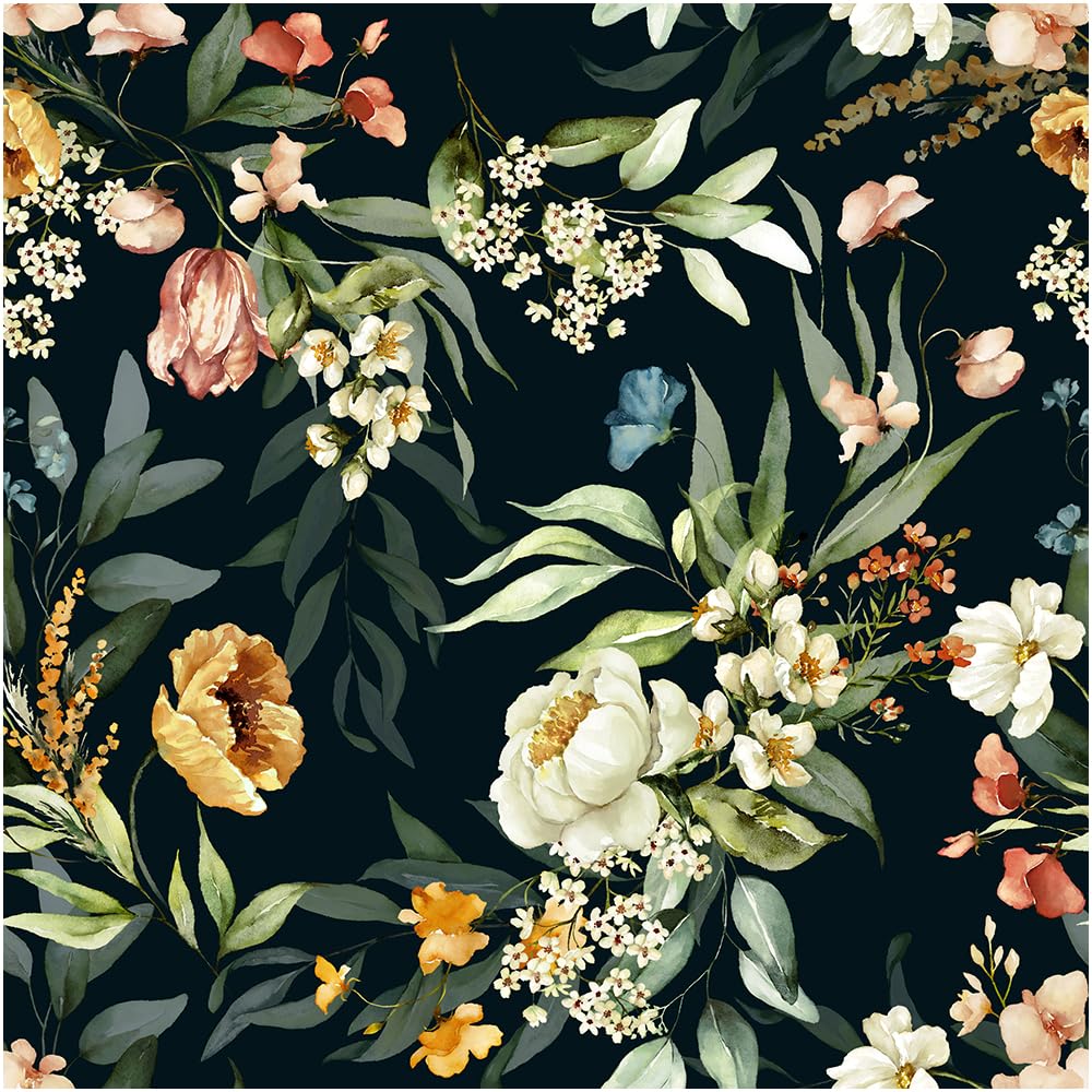 Floralplus Self Adhesive Wallpaper Black Floral Stick On Wallpaper