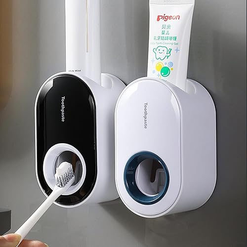 Miniatura 23 de Soporte adhesivo de acero inoxidable para cepillos de dientes, organizador 3 en 1 para cepillo de dientes, pasta de dientes y taza (negro