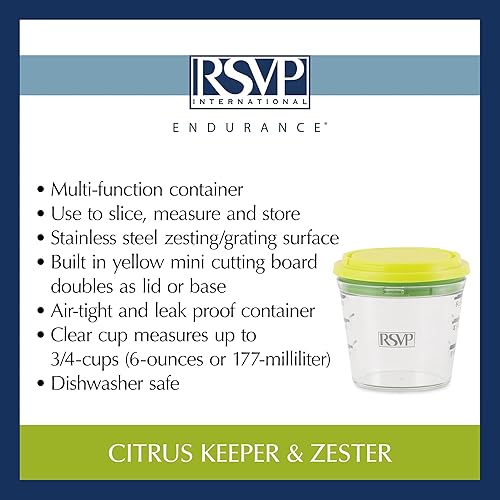 Miniatura 15 de RSVP International Kitchen Collection - Rallador multifunción hermético, a prueba de fugas, apto para lavavajillas, capacidad de 6 onzas, color