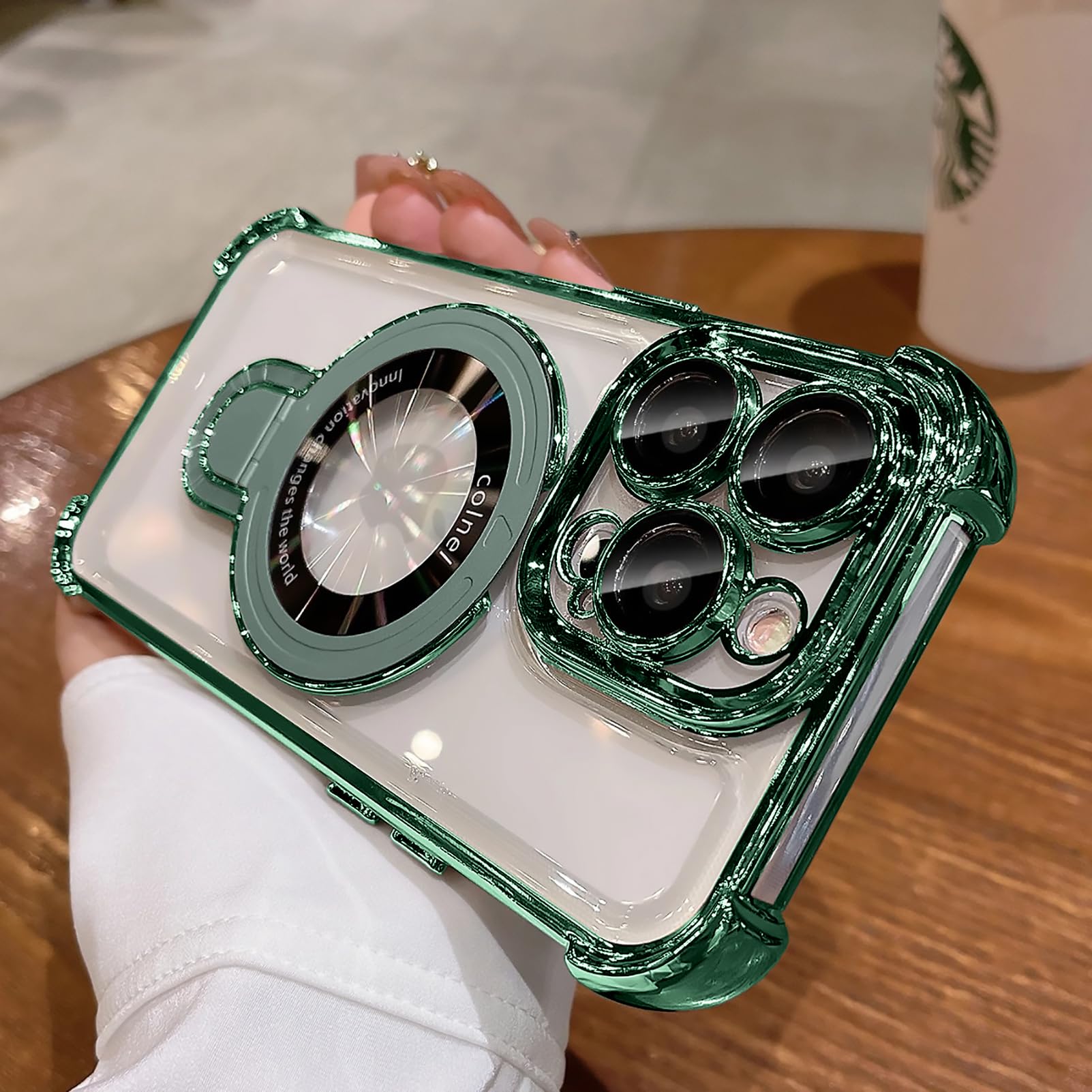 Chuawinty Compatible with iPhone 15 Pro Max Case for Metal Ring Kickstand,[Military Grade Drop Protection] Four Corners Shockproof Bling Durable Slim