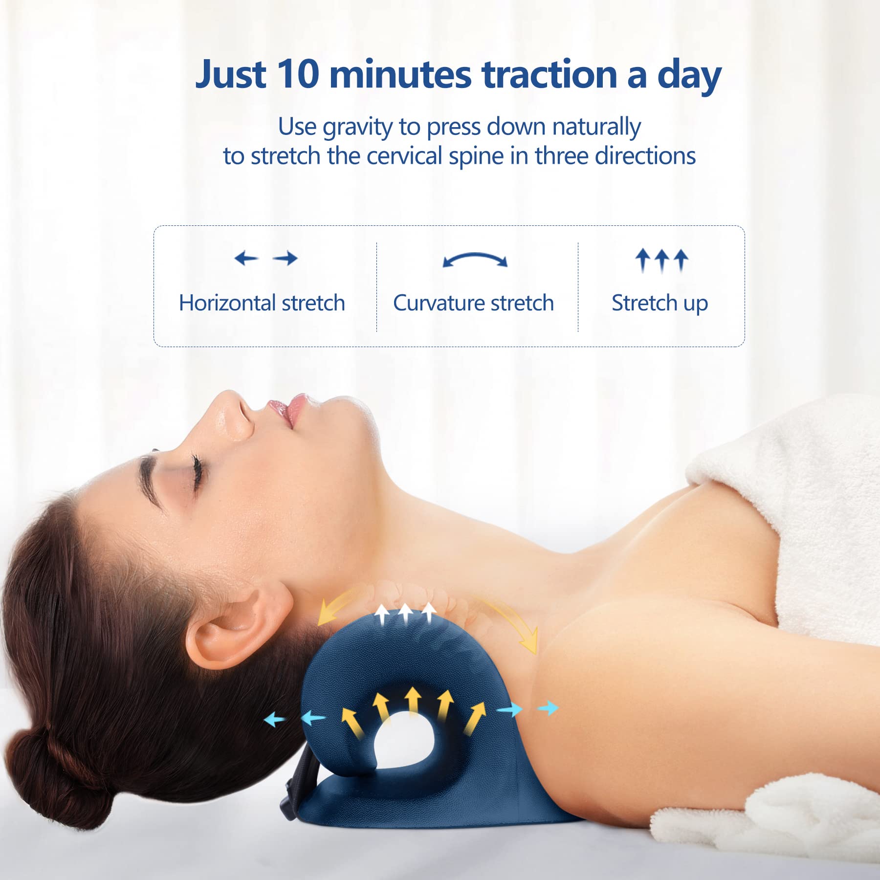 Neck Stretcher for Neck Pain Relief, Heated Cervical Traction Device Pillow with Graphene