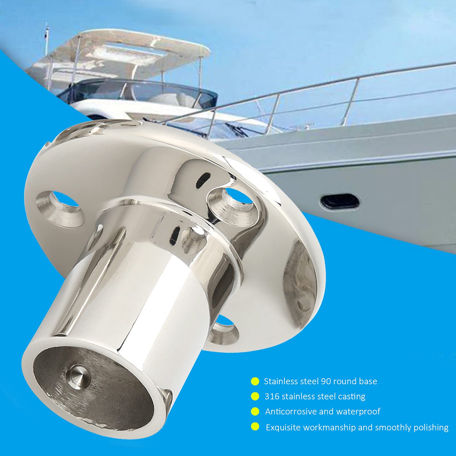 Round Base Hand Rail Fittings 90 Degree Round Base Stainless Steel Boat Round Base Boat Handrail Fittings