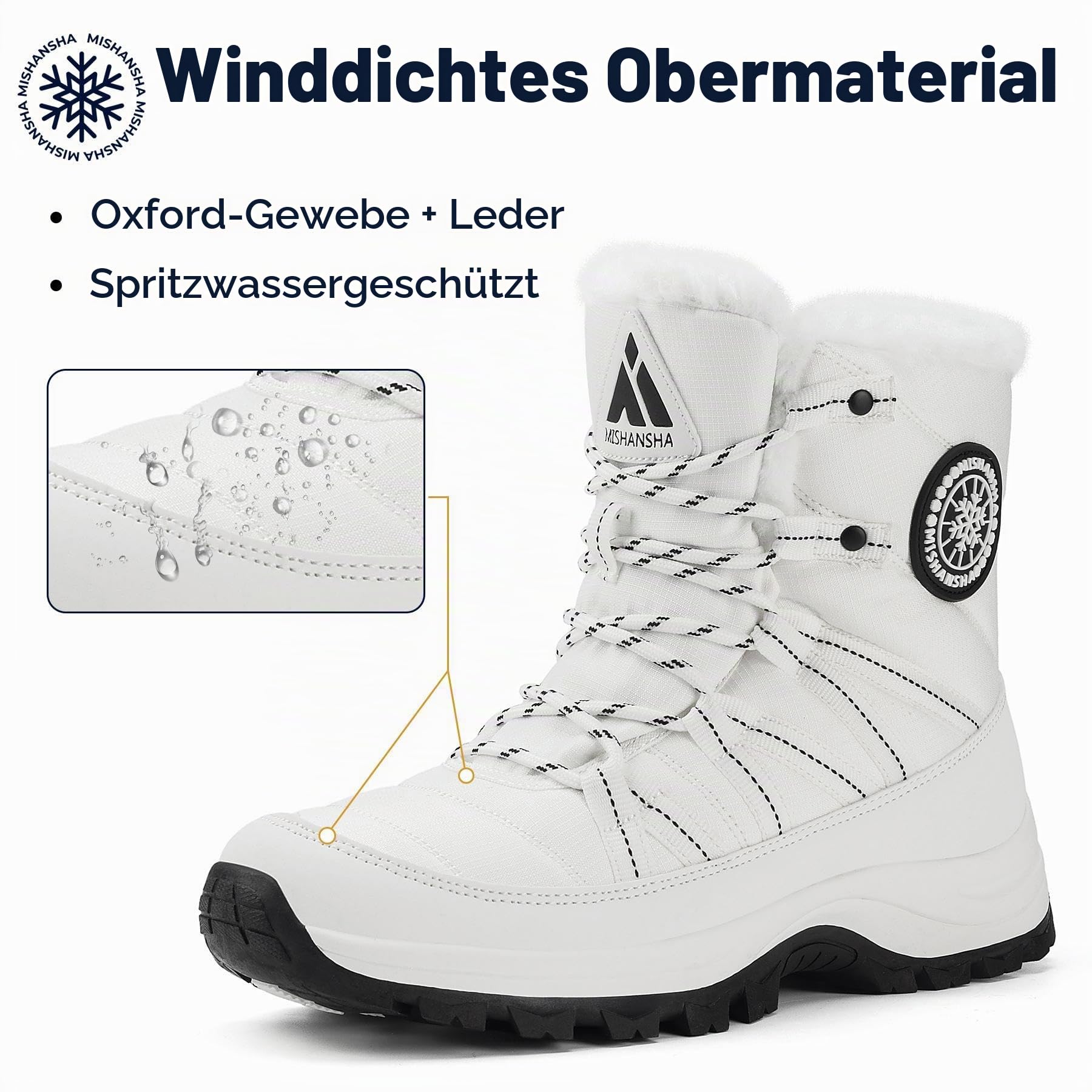 Mishansha Winterschuhe Damen Warm Gefüttert Schneestiefel Gr.36-42 | Outdoor,Winter Boots,Winterstiefel,Stiefeletten,Rutschfest,Warme Bequem,Leicht,Plüsch,Wander,Trekking
