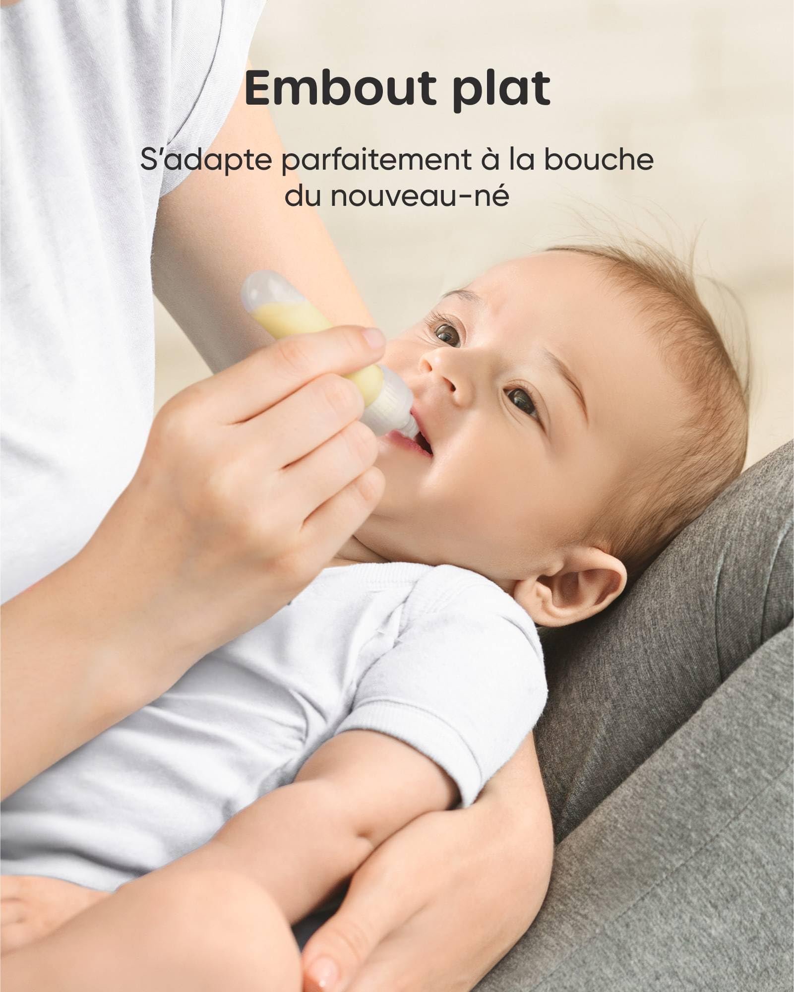 Nuliie Kit collecteur de colostrum 7 ml/8 pièces, étanche, réutilisable, résistant à la chaleur et au congélateur, sans BPA, avec lingette en coton, étui de rangement, brosse de nettoyage, prêt à