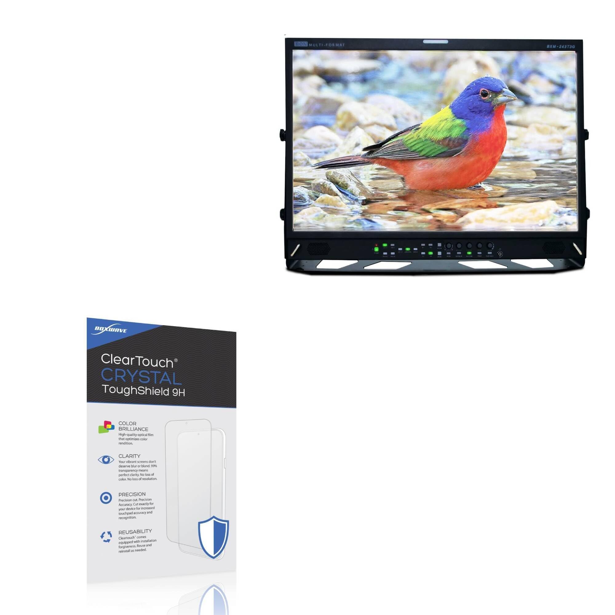 BoxWave Screen Protector Compatible With Ikan BXM-243T3G - ClearTouch Crystal ToughShield 9H (2-Pack), Clear 9H Tough Flexible Film Screen Protector