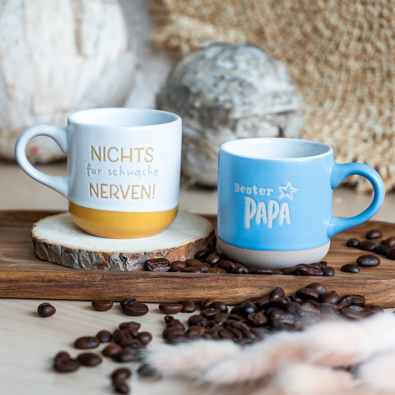 Gruss & Co Tasse Expresso Papa 10 Cl – Grès Mat Bleu Gravé 'Bester Papa', Idée Cadeau Fête Des Pères, Anniversaire