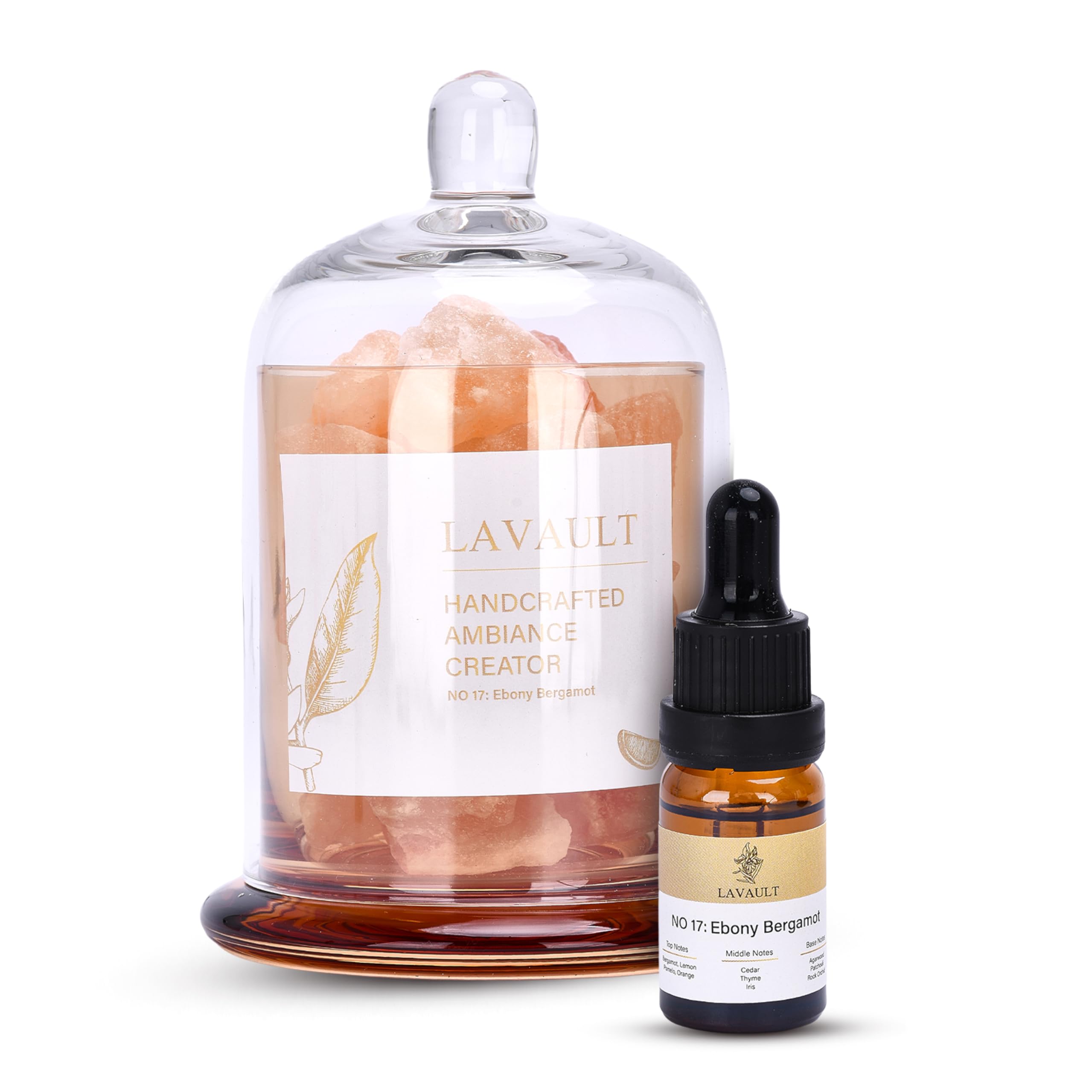 Lavault Natürliches Schilfrohr-Diffusor-Set mit farbigen Duftsteinen und ätherischen Ölen, langlebiger Raumduft-Diffusor in dekorativer Glasvitrine, Schilfrohr-Diffusor für Badezimmer, Orange