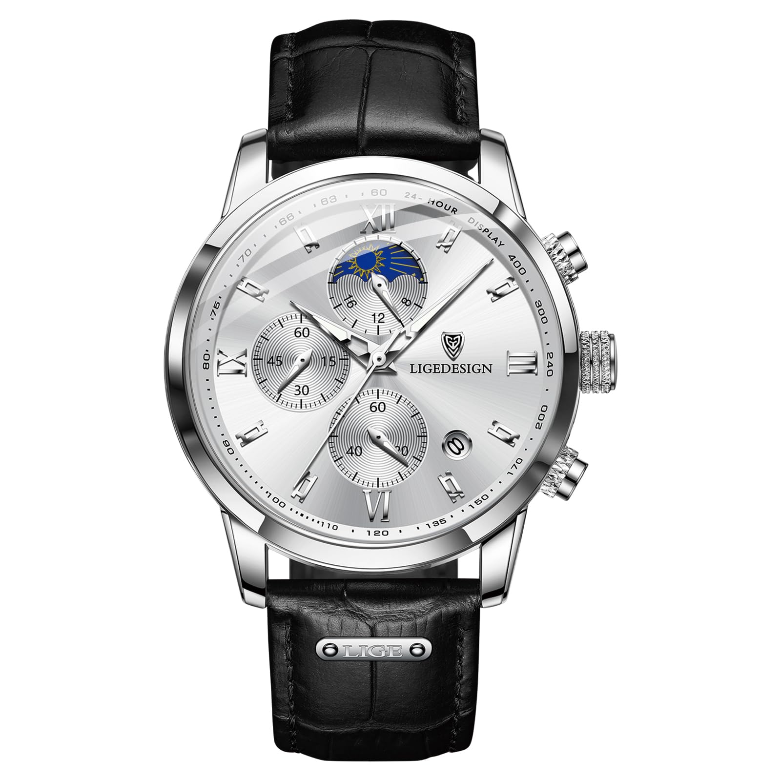 LIGE Orologio Da Uomo Cronografo Movimento Al Quarzo 30 ATM - Foto 14