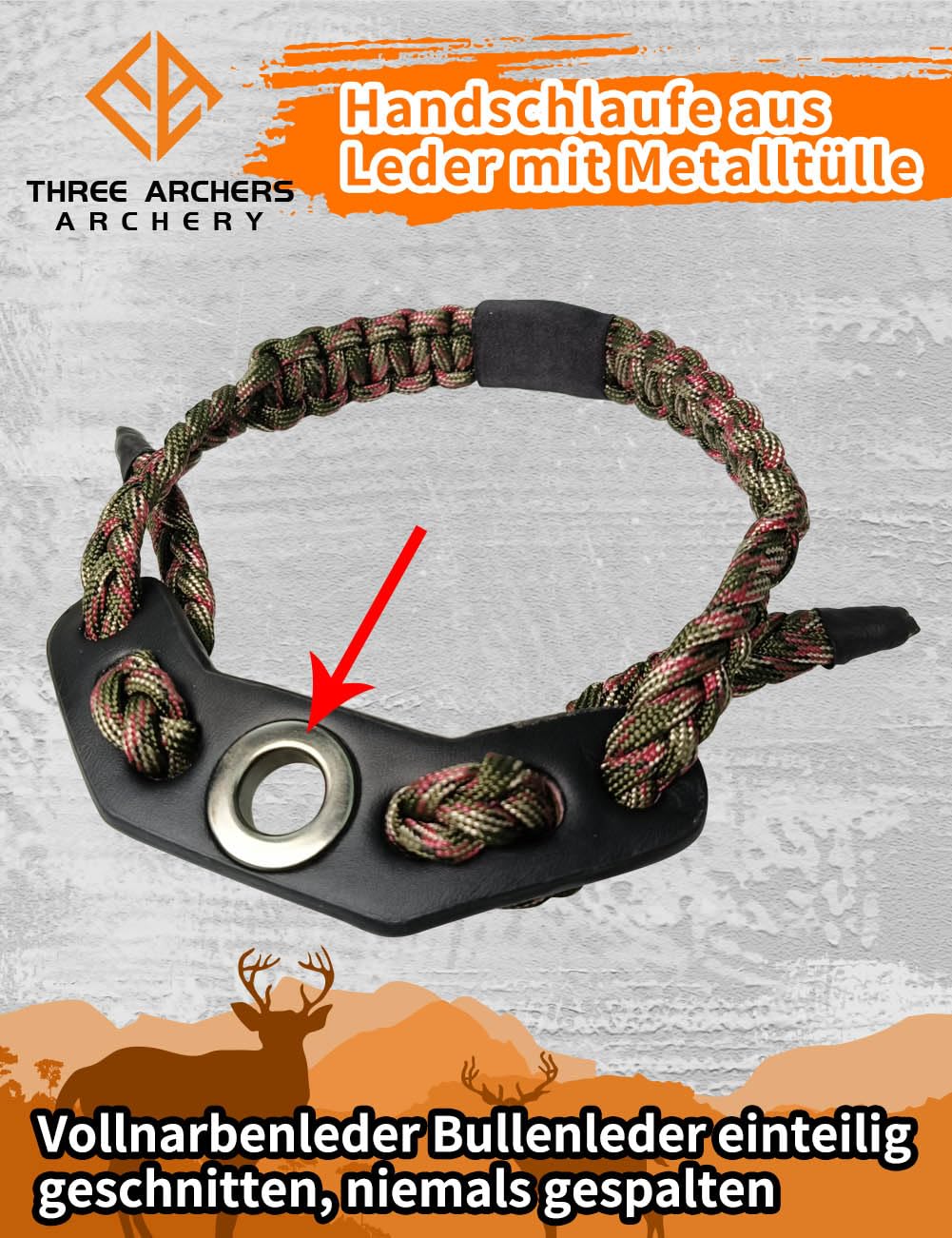 Cinghia Da Polso Per Arco THREE ARCHERS - Regolabile, Paracord, Nero - Foto 9