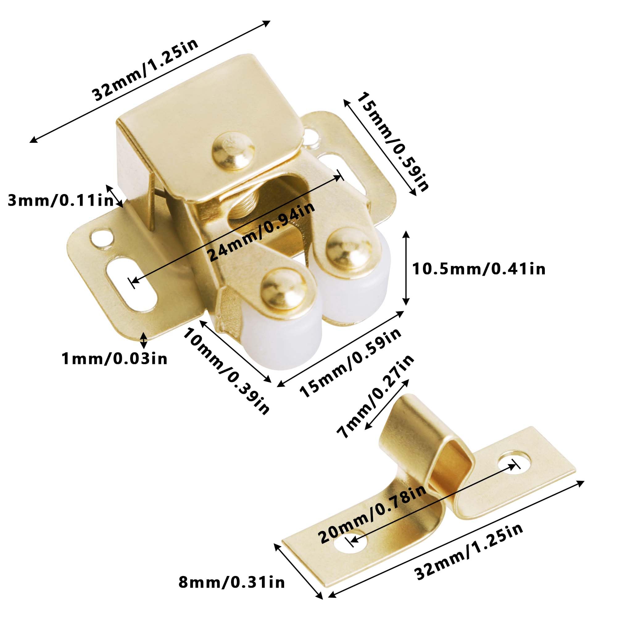 YEYIT 10 Pcs Double Roller Catch Door Catches,Twin Roller Closet Catch Hardware Caravan Door Latch - Image 2
