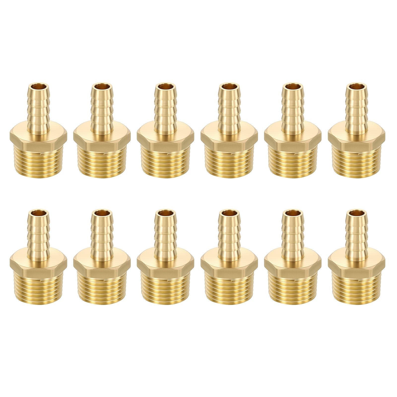 METALLIXITY 12pcs Brass Hose Barb to NPT Male Adapter 3/8" Barb x 1/2" NPT Male for Automotive, Motorcycle, Marine, Truck, RV Fuel Systems โ image 1