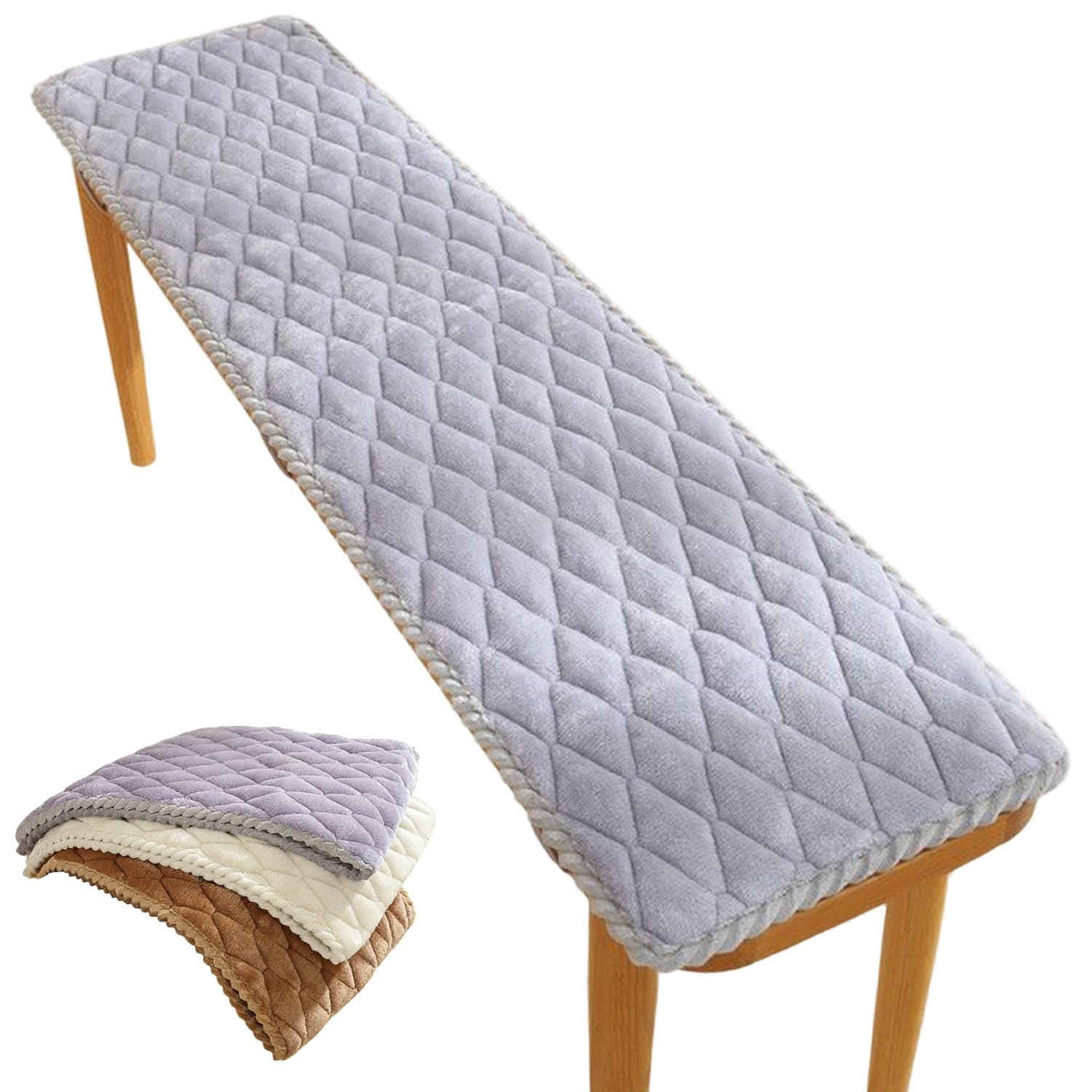 uyeoco Washable Indoor/Outdoor Bench Cushion - 120cm/150cm/100cm/90cm x 40cm/35cm/30cm - Non-Slip Seat Pad for Bay Windows, Garden Patio, Long Chairs, Swings & Porch Furniture(Light grey,30x140cm)