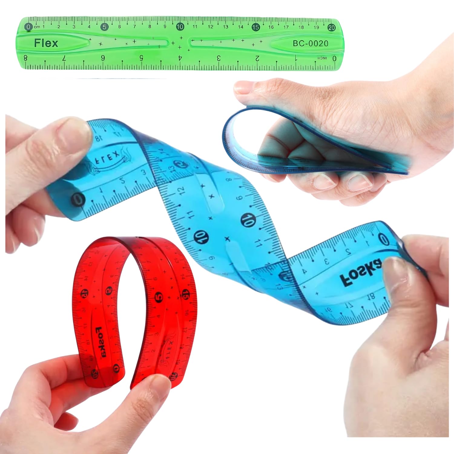Flexible Bendable Scale 20cm (Pack of 2) – Twistable Soft Plastic Ruler for Kids Students, Unbreakable School Stationery, Fun Birthday Return Gift (Assorted)-image-14