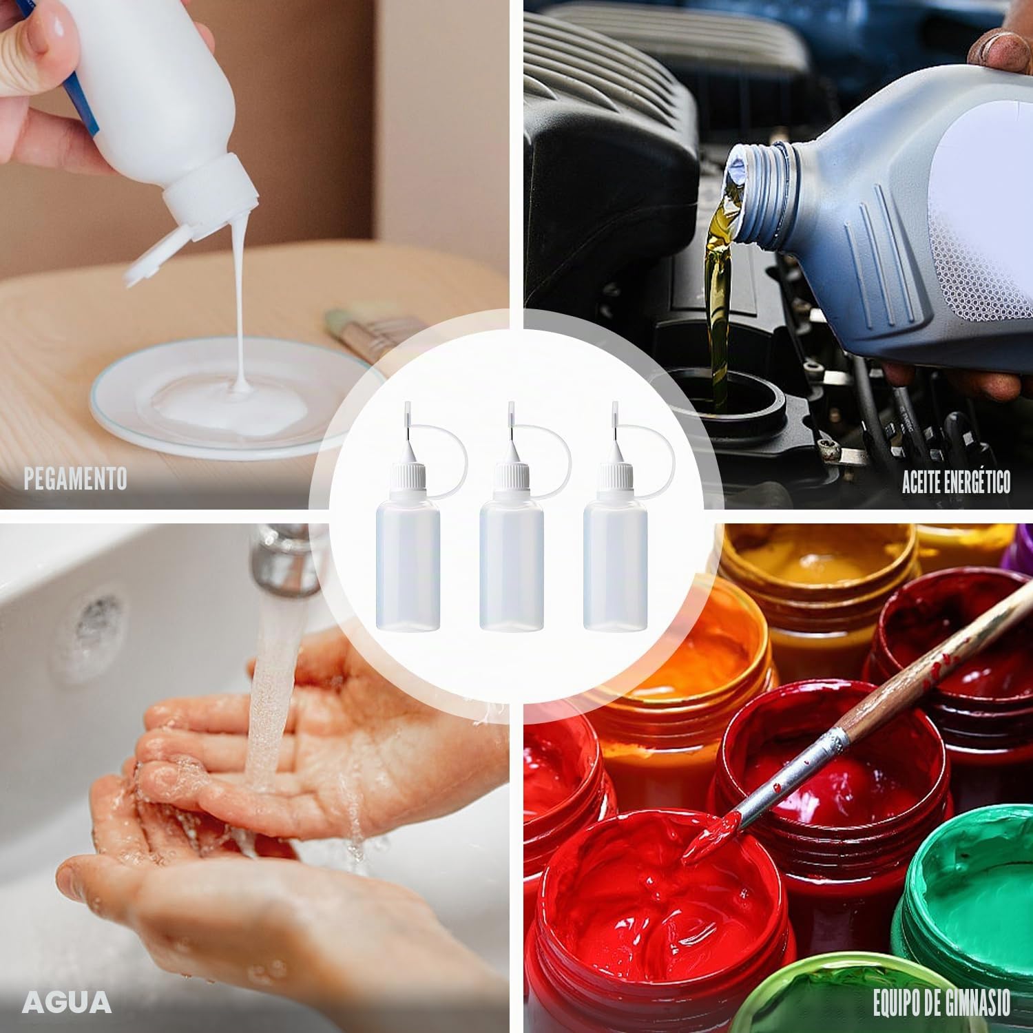 Aplicador de Pegamento 10ml, Botella de Plástico con Punta de Aguja, Precisión para Manualidades