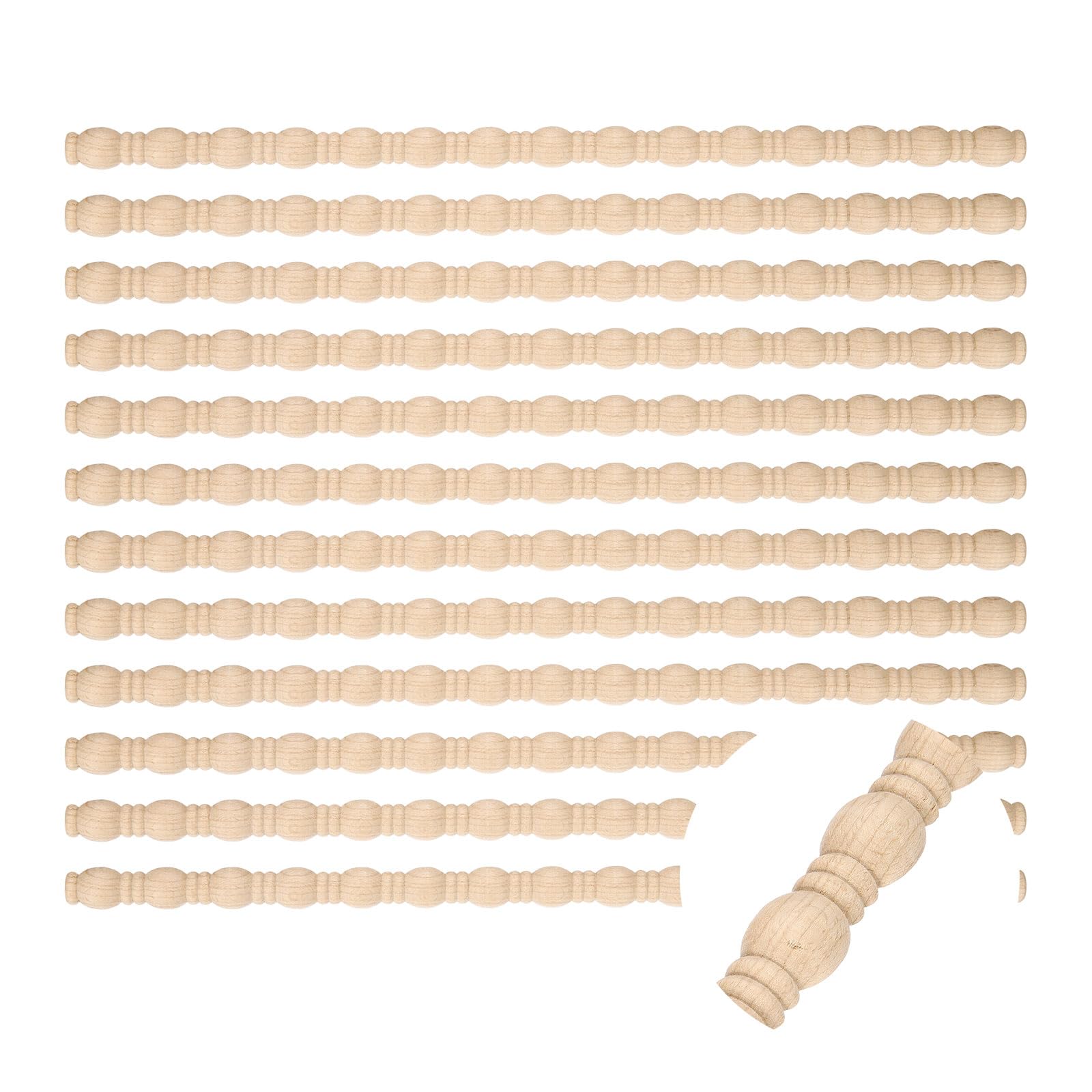 sourcing map 12Pcs 18mm Decorative Wood Trim,Unfinished 3D,Gourd Line — image 1