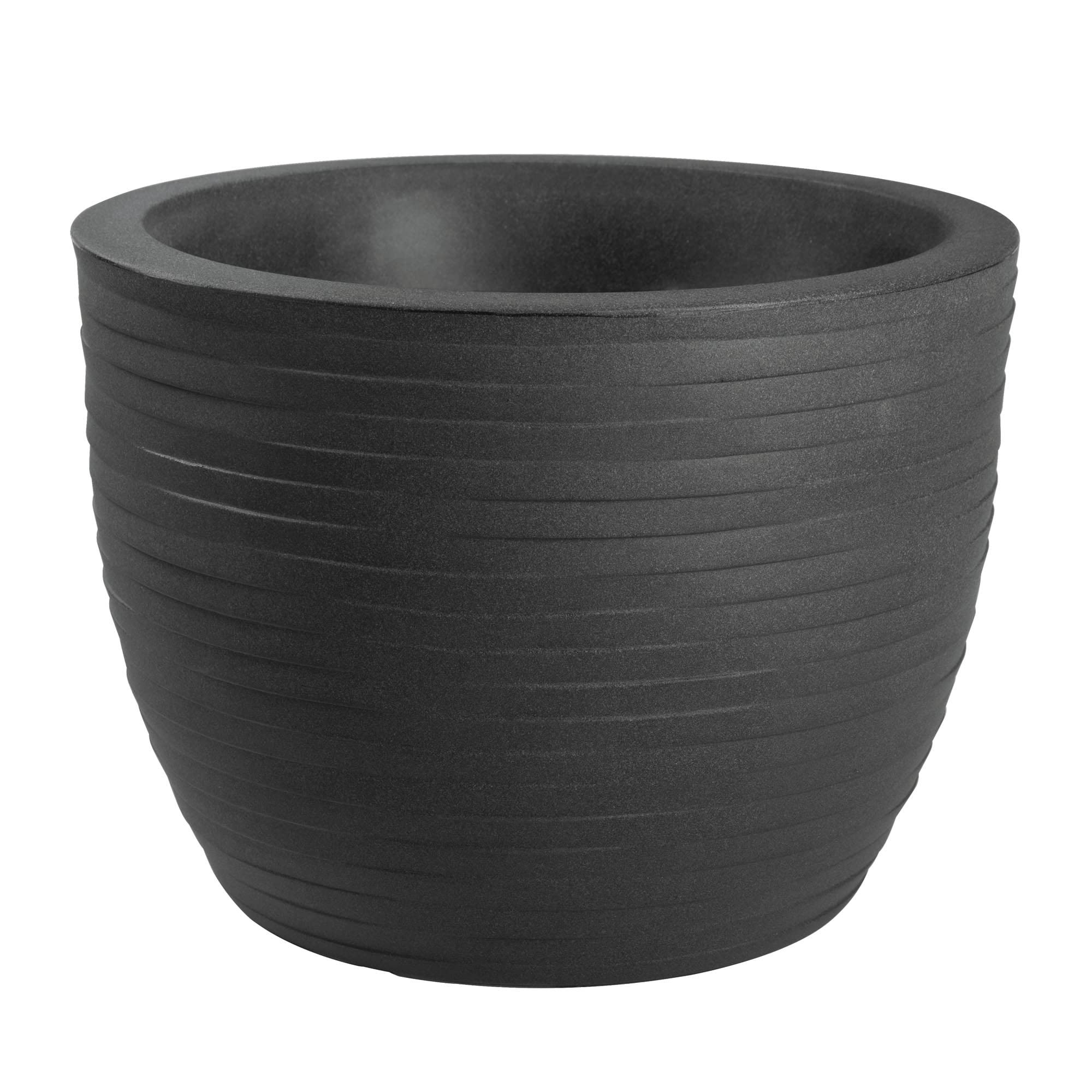NICOLI VASO CIOTOLA IN RESINA HERA ELEGANCE PER INTERNO ED ESTERNO, DIAMETRO CM 30, 40, 50, 60 FIORIERA ELEGANTE SUPERFICIE COSTOLATA (Ø 40 cm, Cenere)